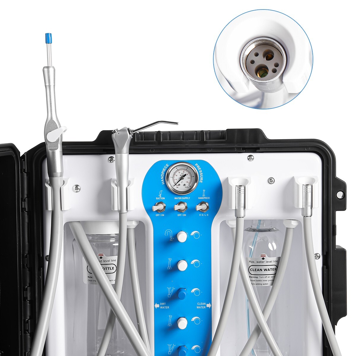 Portable Dental Delivery Unit Cart Air Compressor Syringe Suction 4 Hole P204S