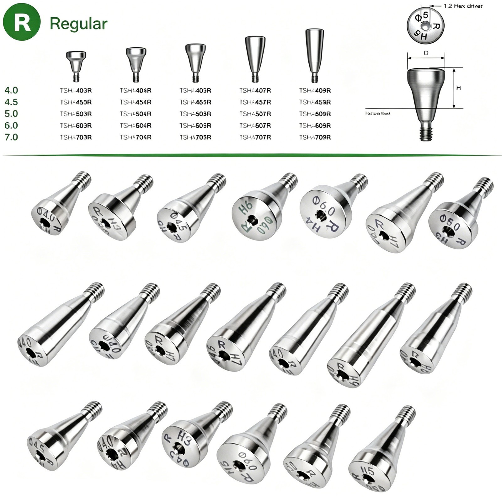 Dental Healing Abutment Regular Platform Fit Hiossen 4/4.5/5/6/7/8mm Implant Cap