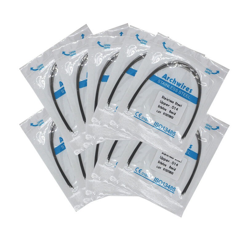 50×Dental Orthodontic Stainless Steel Round Arch Wires Ovoid Form 014 Upper