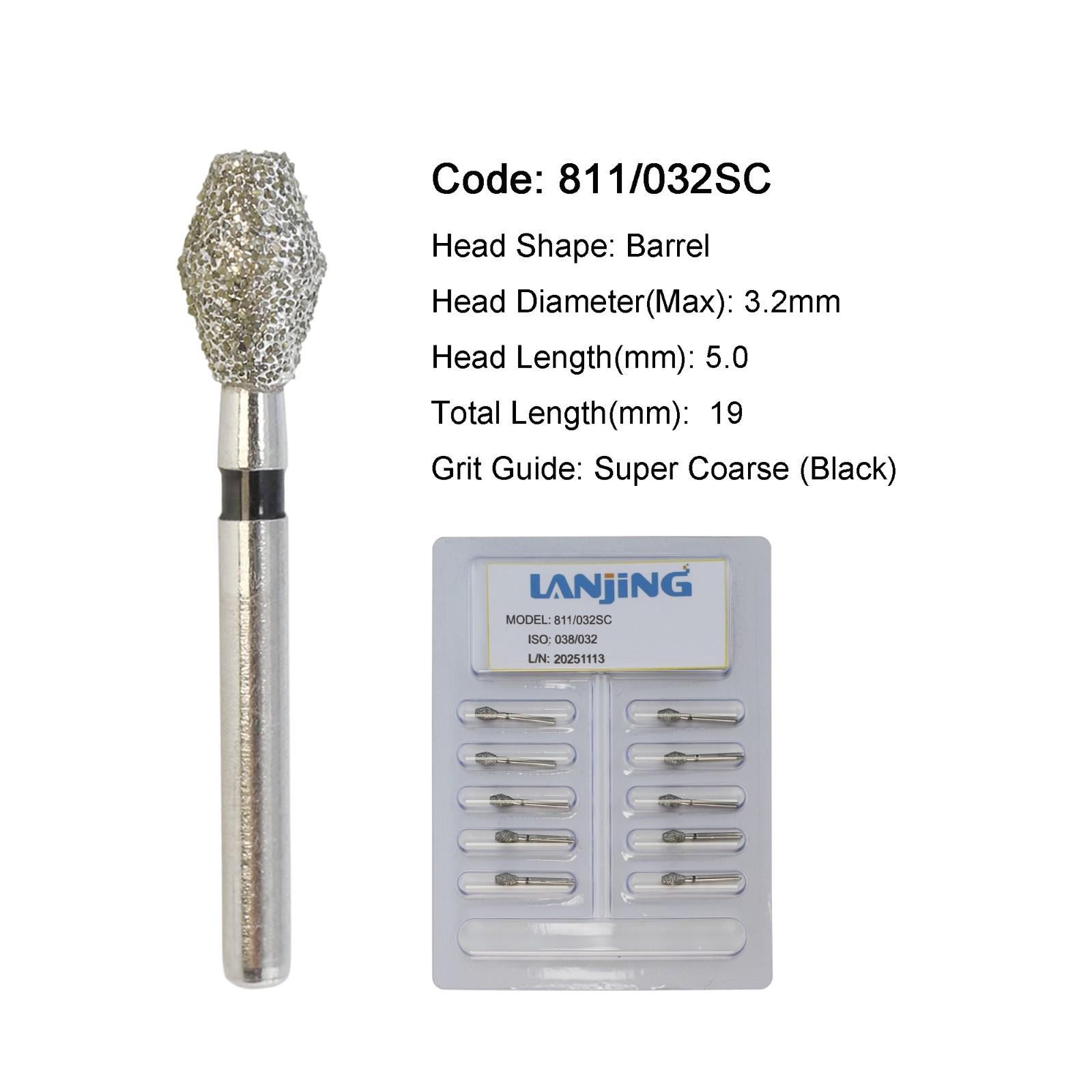 Dental Diamond Burs FG Pear Barrel Friction Grip Medium Coarse High Speed 330
