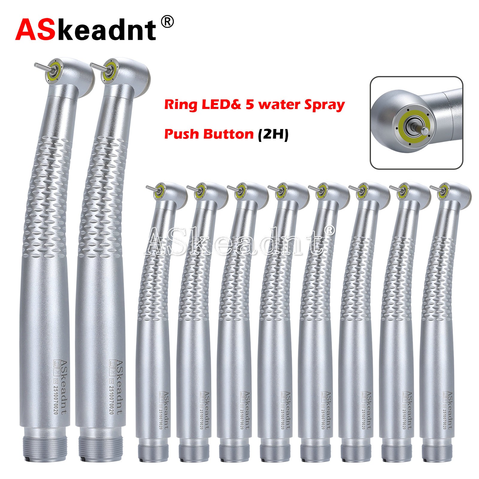 Dental LED E-generator Shadowless Ring Ceramic Handpiece 5 Water Spary 2 Holes