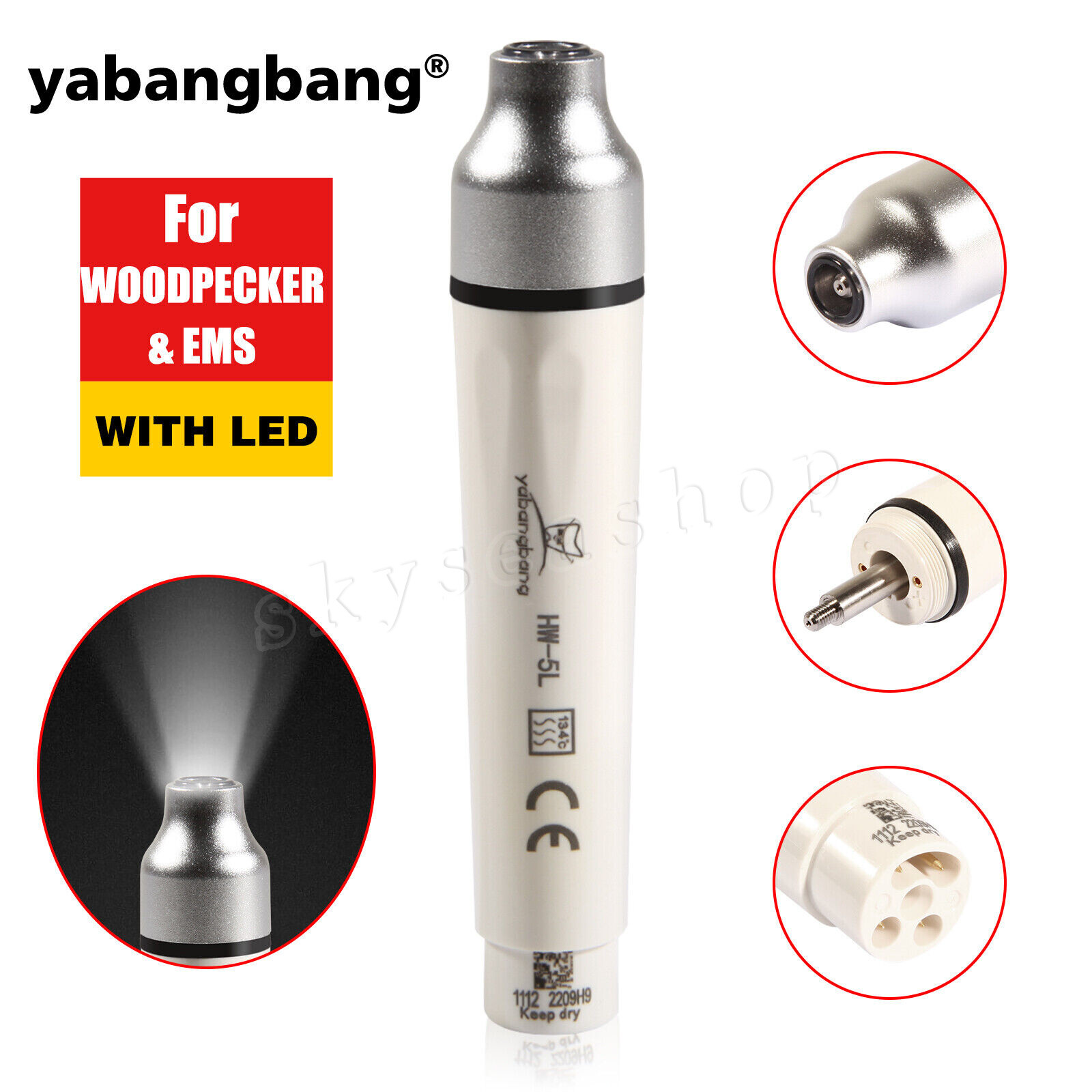 HW-5L Dental LED Ultrasonic Piezo Scaler Handpiece Fit Woodpecker EMS Tips