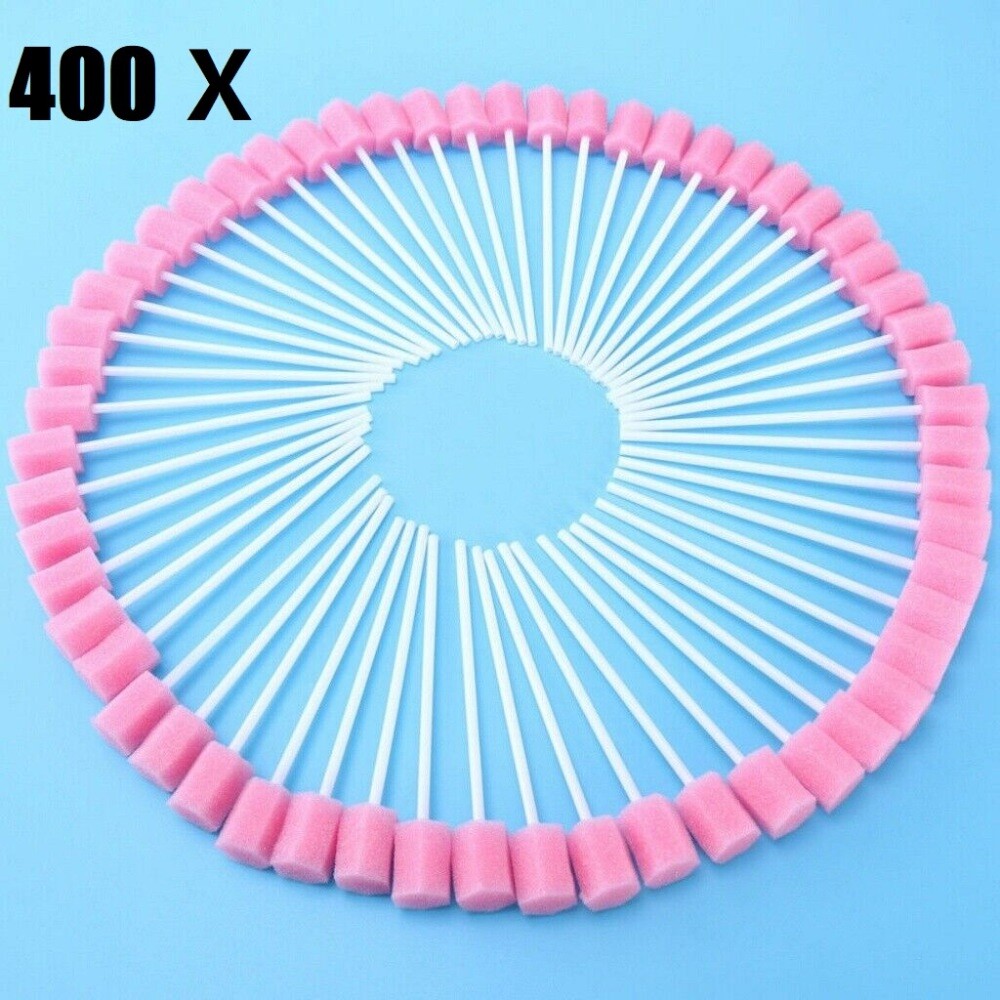 400x Disposable Oral Care Sponge Swabs Tooth Cleaning Mouth Swab With Sticks HOT