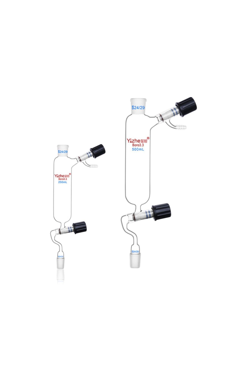 Laboratory Glassware: 250ml-500ml Filling Funnel w/ Vacuum Valve