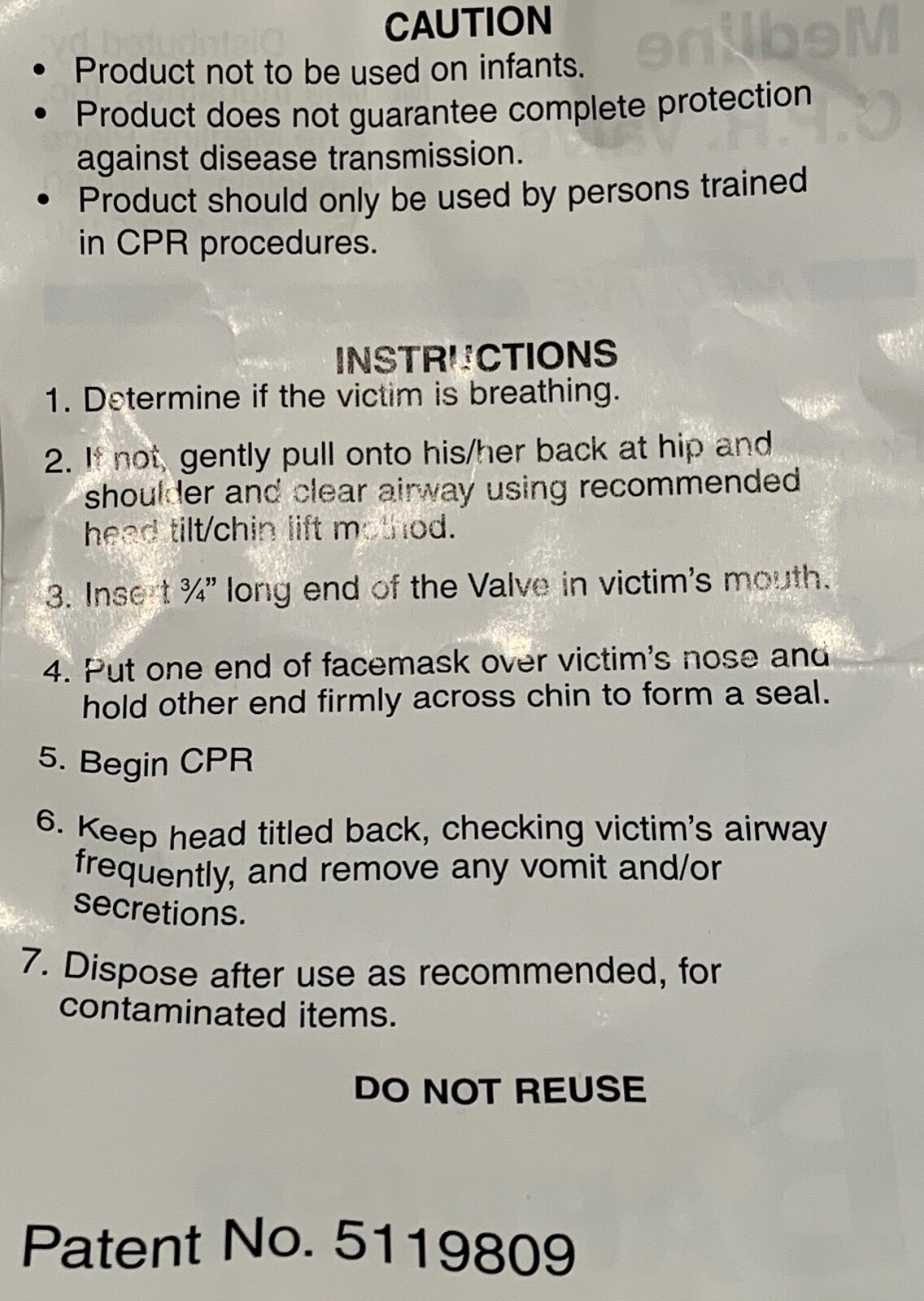CPR VALVE W/FACE SHIELD VECTOR BREATH BARRIER II SINGLE PATIENT USE NEW SEALED