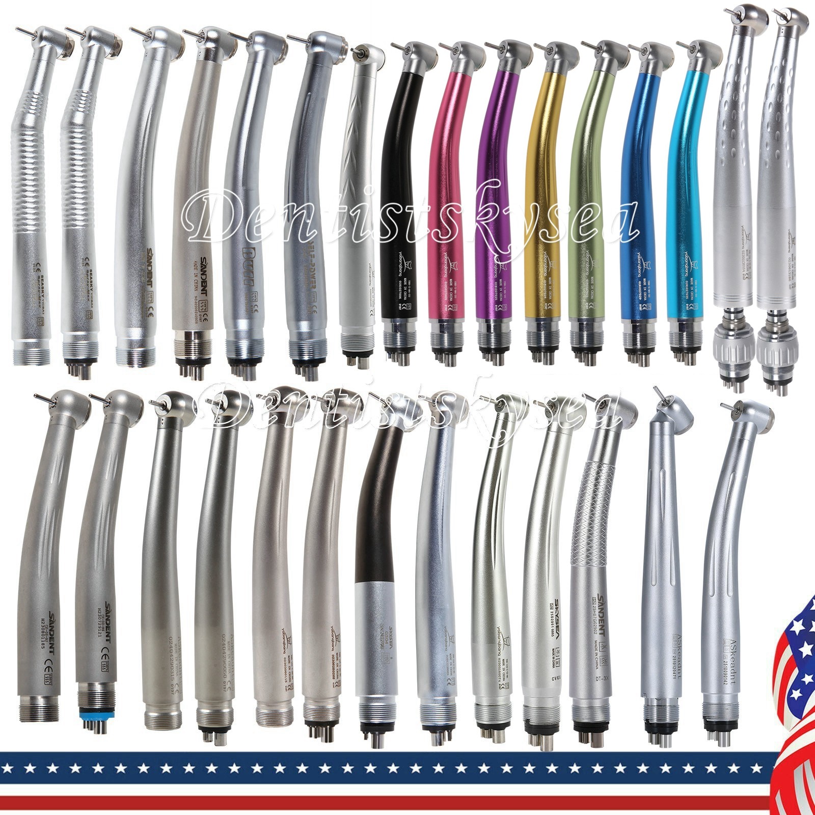 Large Head Dental Fiber Optic LED E-generator High Speed Handpiece Turbine 4HOLE