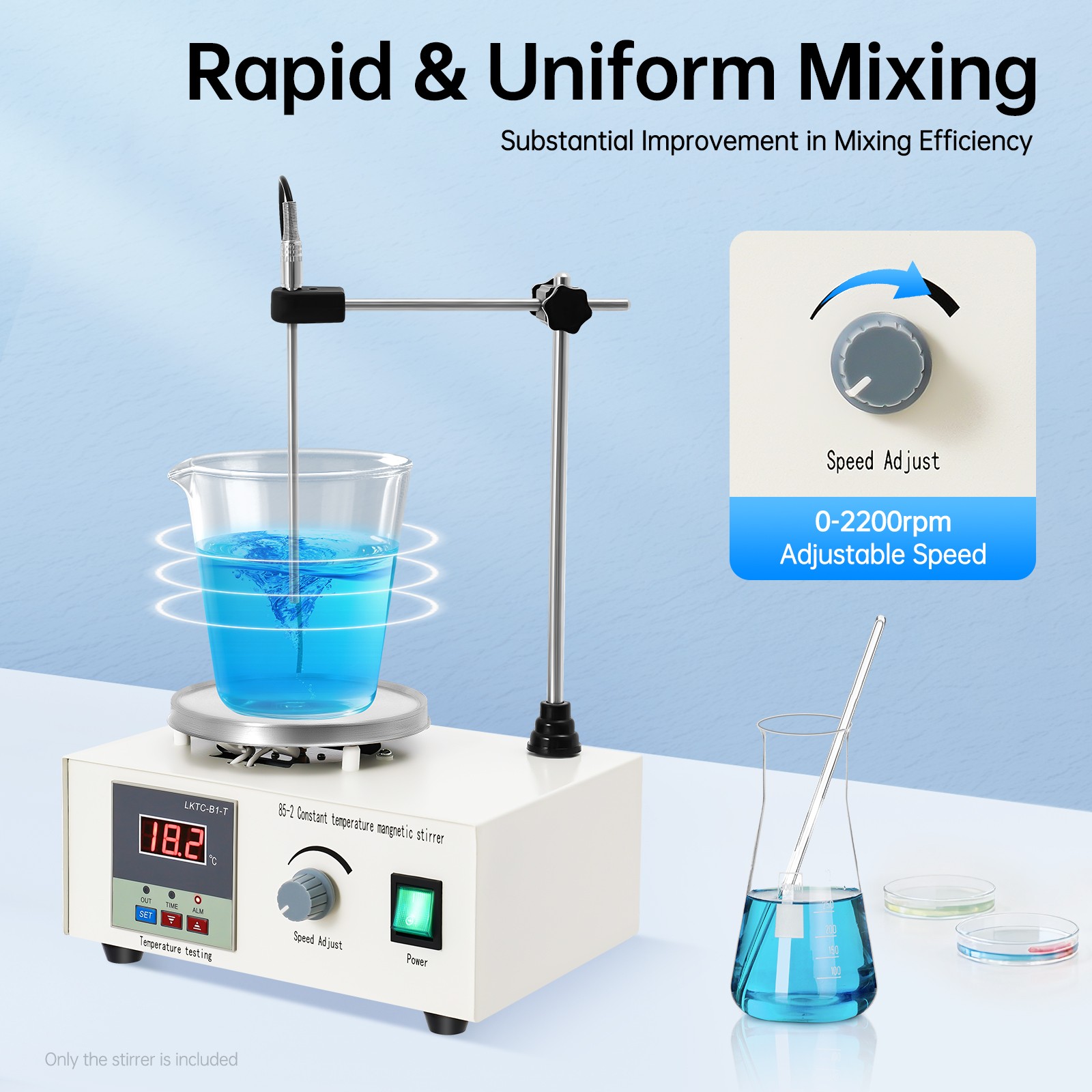 2000ml Magnetic Stirrer 85-2 w/ Heating Plate Digital Hotplate Mixer Stir Bar 5W