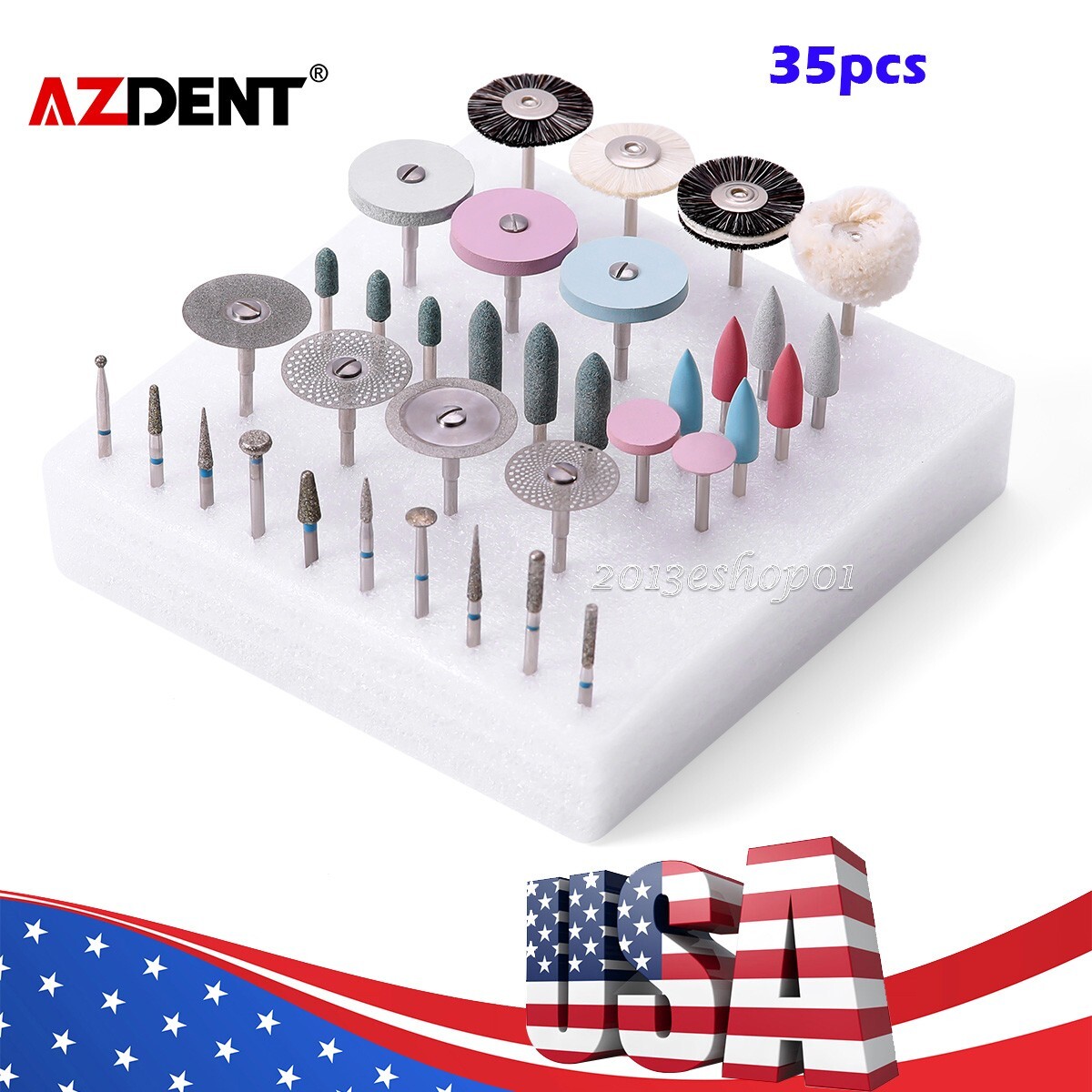 Dental Lab Polishing Kit Hp Shank Diamond Bur Polishers For Ceramics Porcelain
