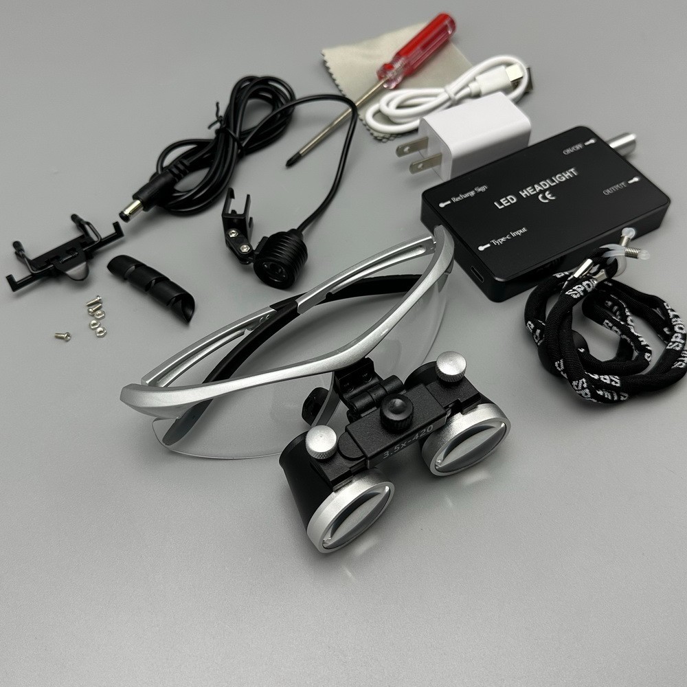 3.5X US Plug Dental Binocular Loupe Medical Operating Surgery Magnifier Silver