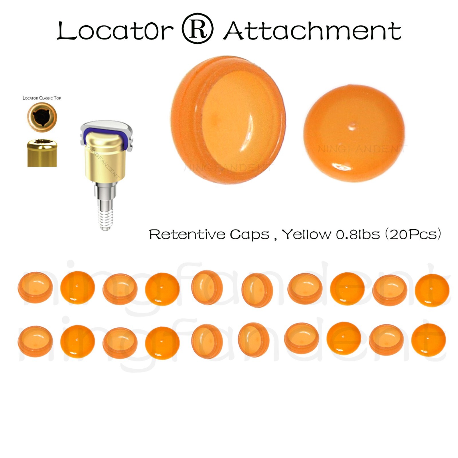Universal Dental Locator Abutment Retention Caps Inserts Set，4/10/20Pieces