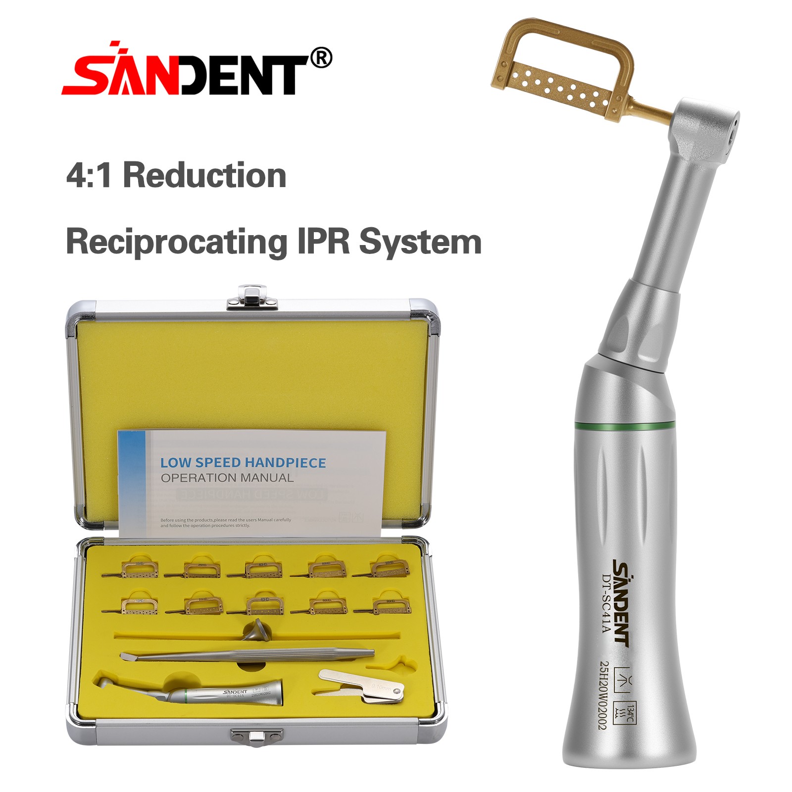 1-10 Dental Contra Angle 4:1 Reduction Handpiece IPR Reciprocating Stripping Kit
