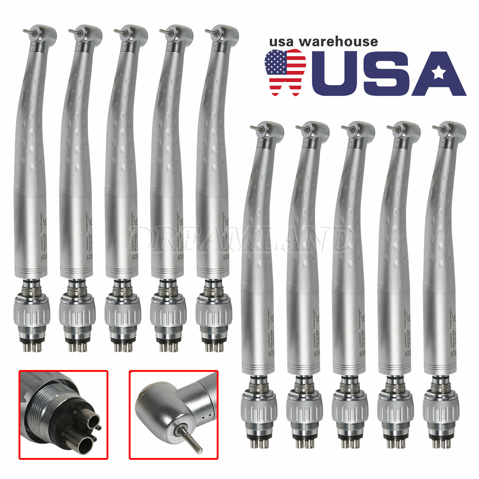 KAV Style Dental High Speed Handpiece w/ 4 Hole Quick Coupler 360° Swivel GB4