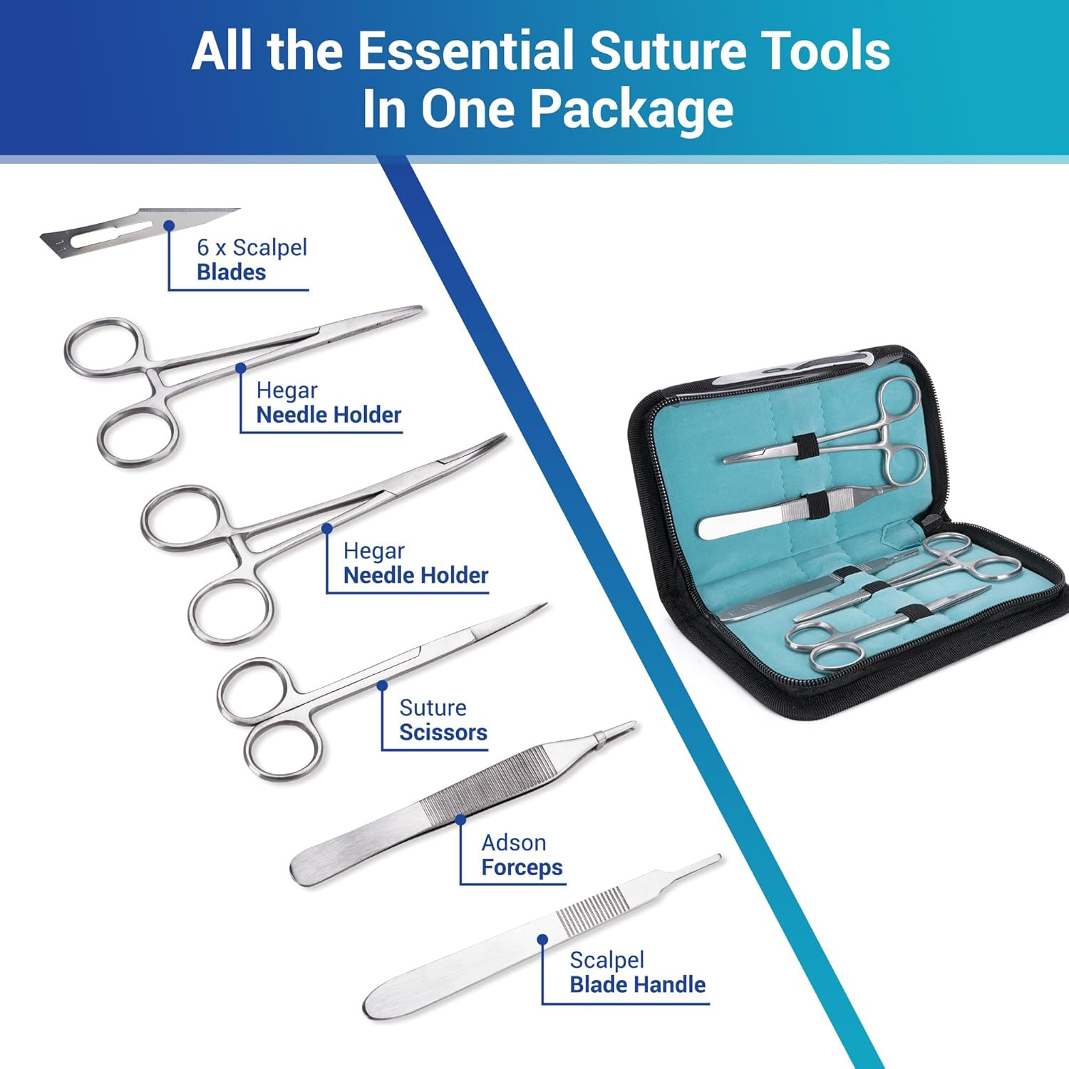 Sterile Sutures Thread & Needle with Tools Kit, First Aid Field Emergency Suppli