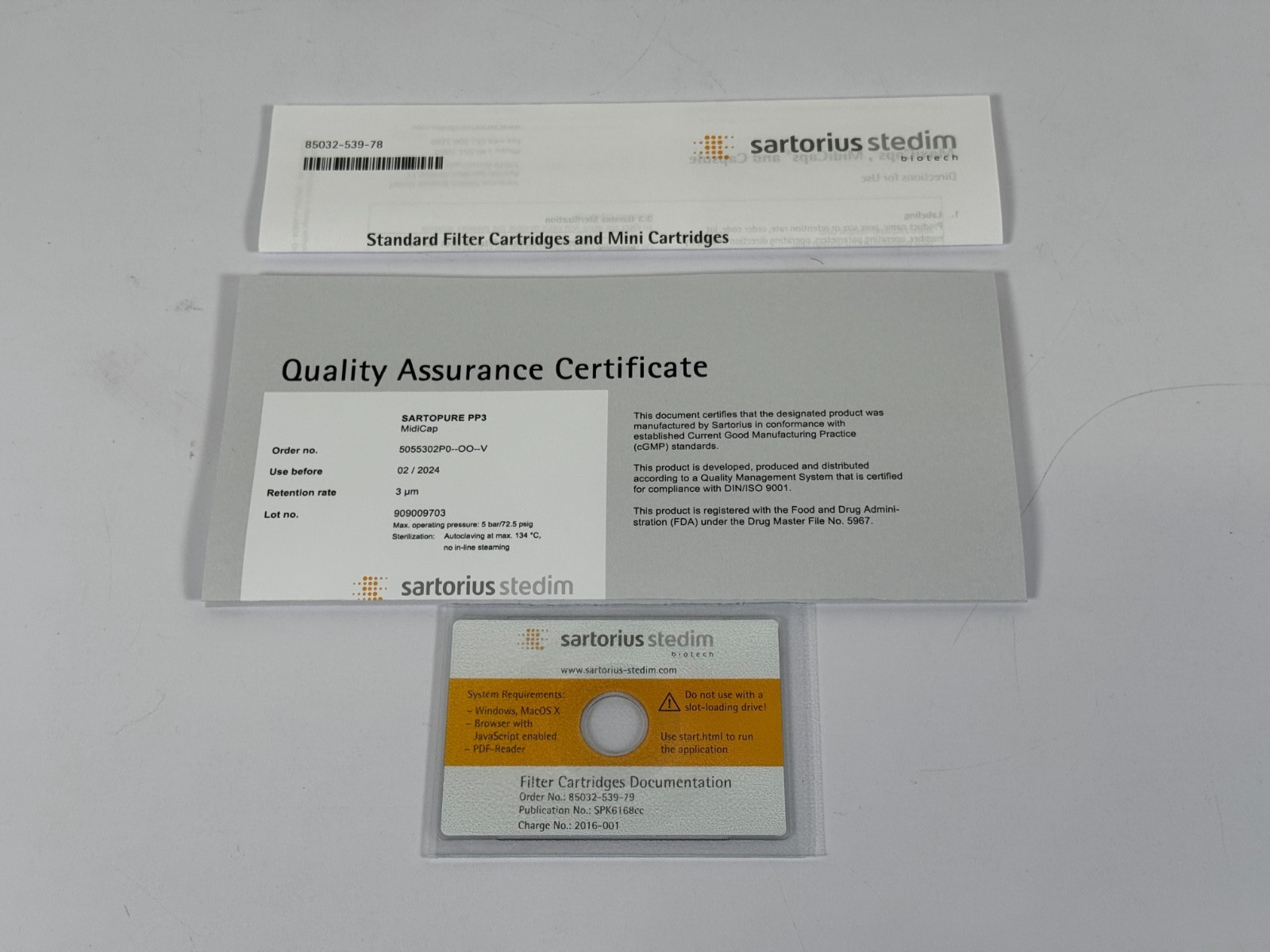 Sartorius Sartopure PP3 Midicap Filters 3 µm Part Number 5055302P0–OO–V