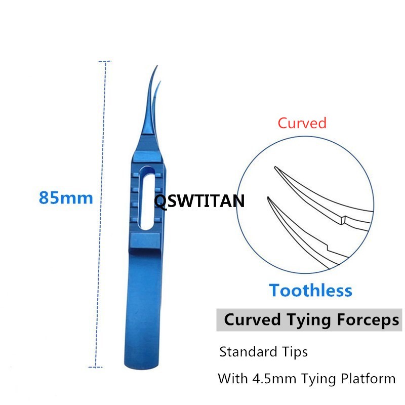 85mm Titanium Tying Forcep Curved / straight ophthalmic surgical instrument 1pcs