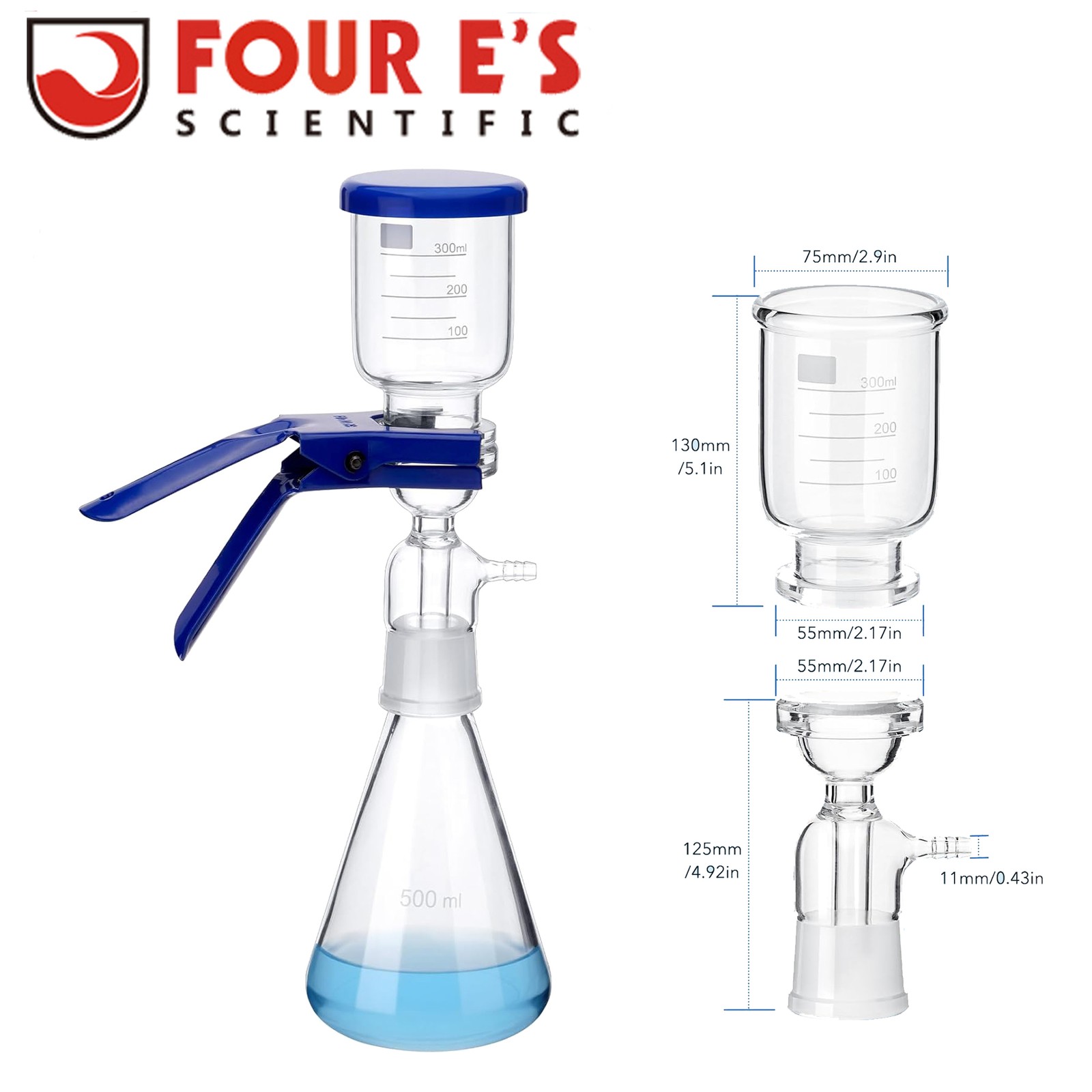 1000mL Lab Vacuum Filtration Suction Filtering Kit Vacuum Base Funnel and Clamp