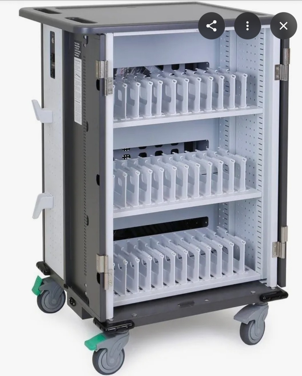Ergotron YES Basic 36 Charging Cart 3 Shelves Locking Doors Wheels Medical