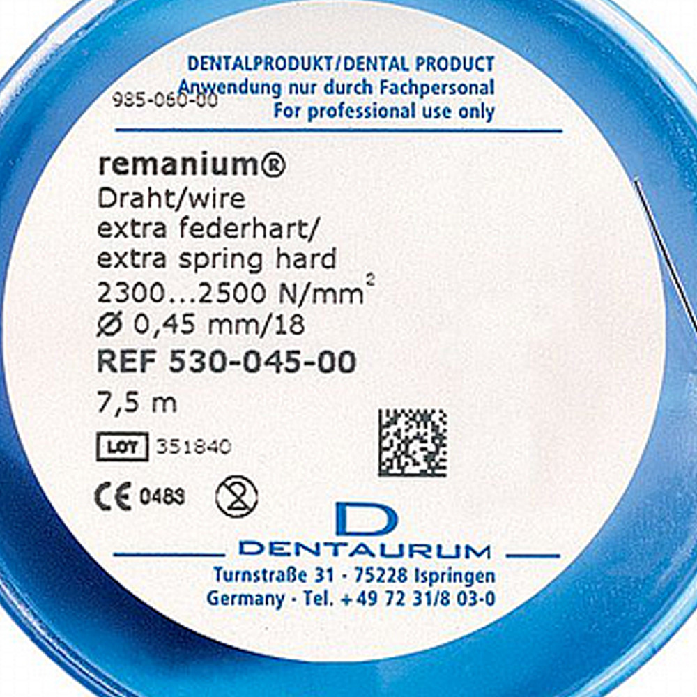 Dental Remanium Round Ligature Wire Dentaurum Extra Spring Hard 7.5m Stainless