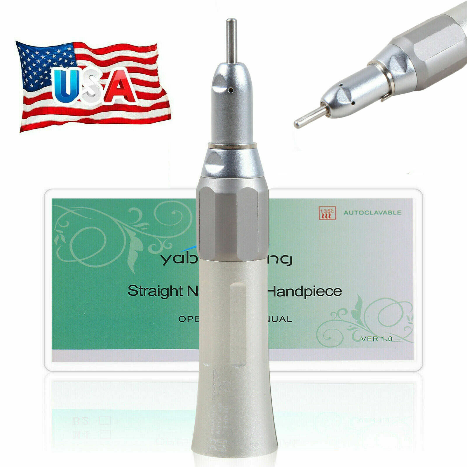 NSK STYLE Dental Low Speed Straight Handpiece Nosecone fit E-Type Motor YX65