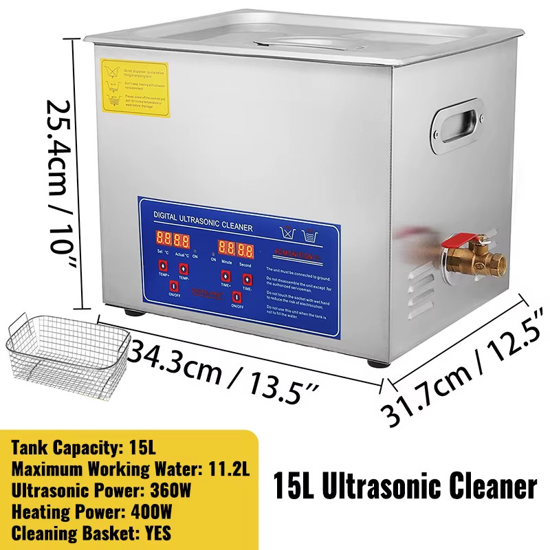 30L Ultrasonic Cleaner – 40kHz Stainless Steel Jewelry & Eyeglass Washer