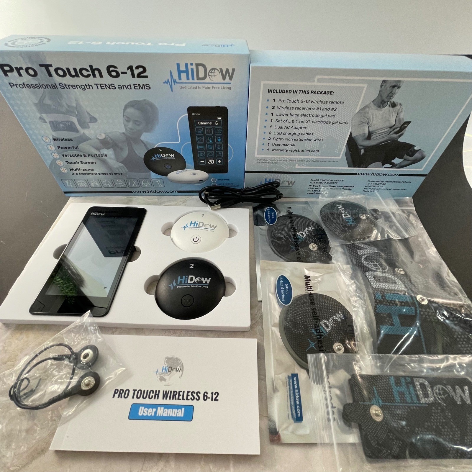 READ HiDow Pro Touch 6-12 Wireless TENS EMS Muscle Stimulator HD-5N-Y OS missing