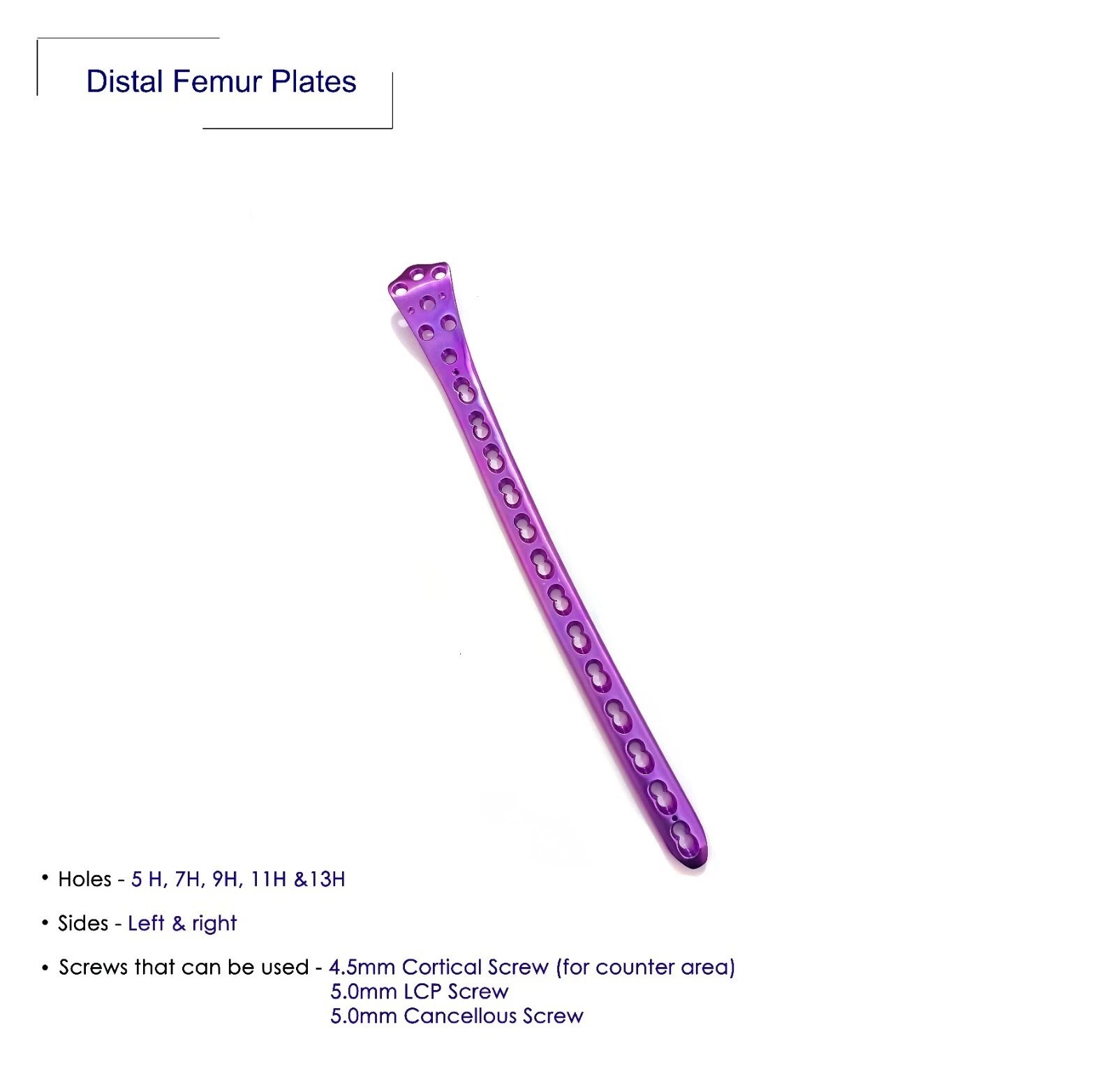 5.0mm Distal Femur Plates Set of 10pcs (L5/R5) veterinary