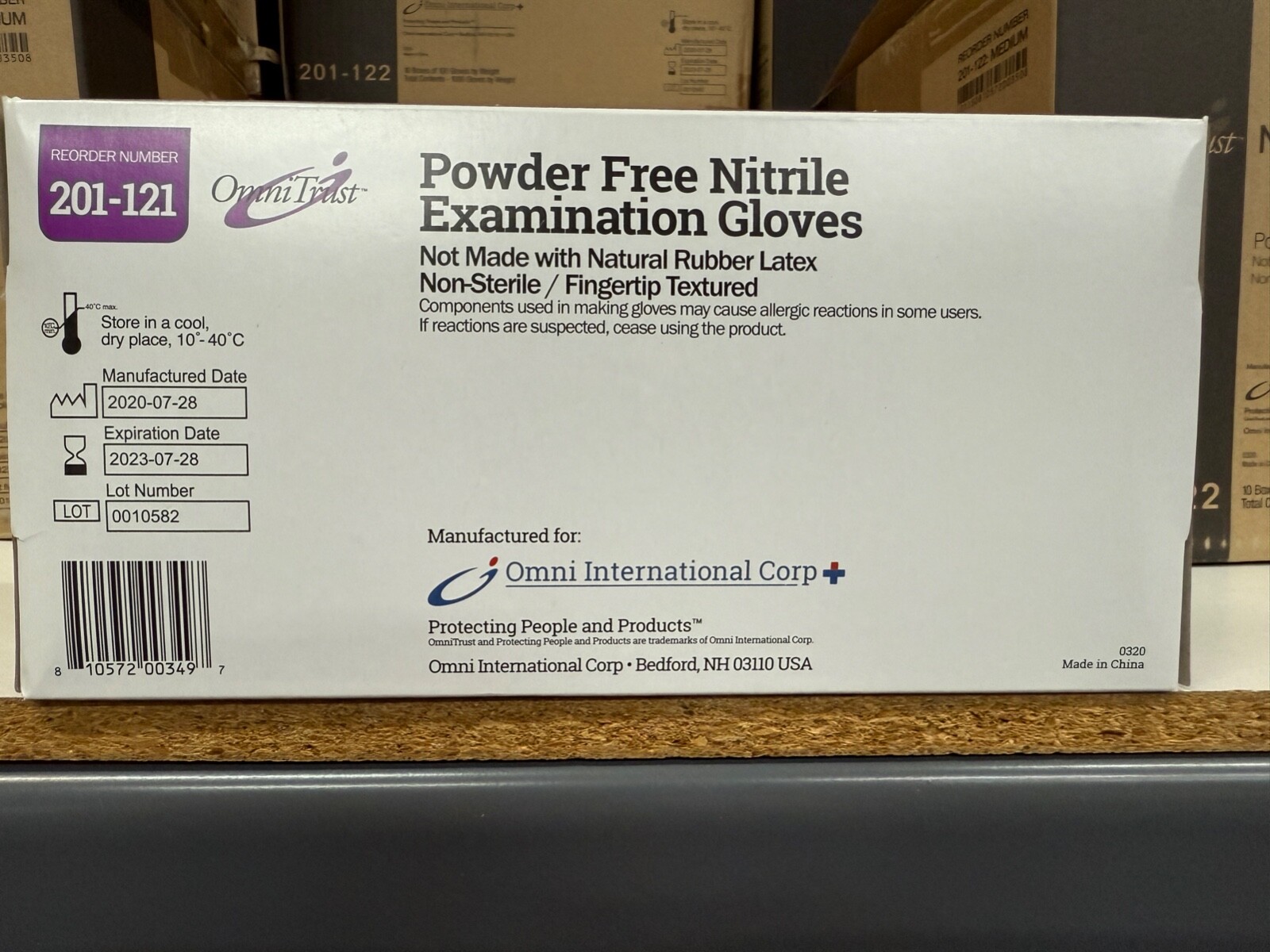 Omnitrust 201-123 Nitrile PF Exam Dental Gloves Textured Fingers 1000/Case Large