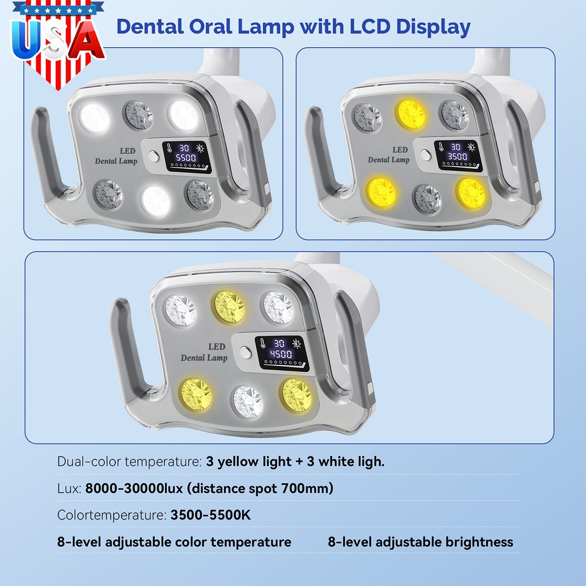 9W Dental 6 LED Lamp Oral Light Lamp For Unit Chair with LCD Display P116