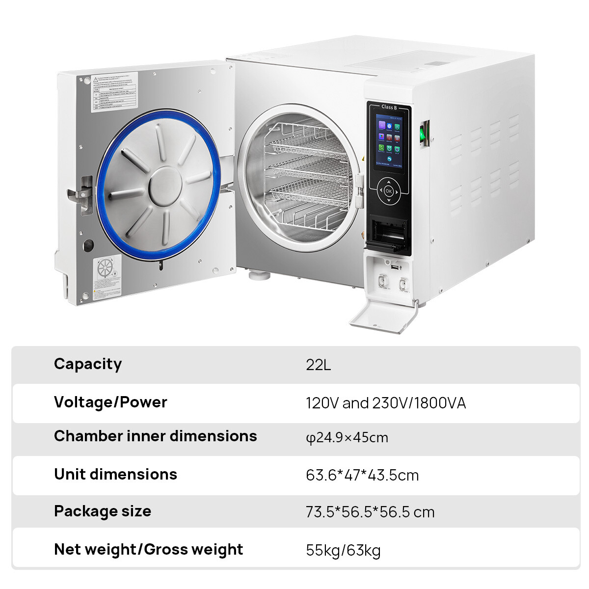 22L Dental Medical Autoclave Vacuum Steam Sterilizer &Printer /Handpiece Kit 4H