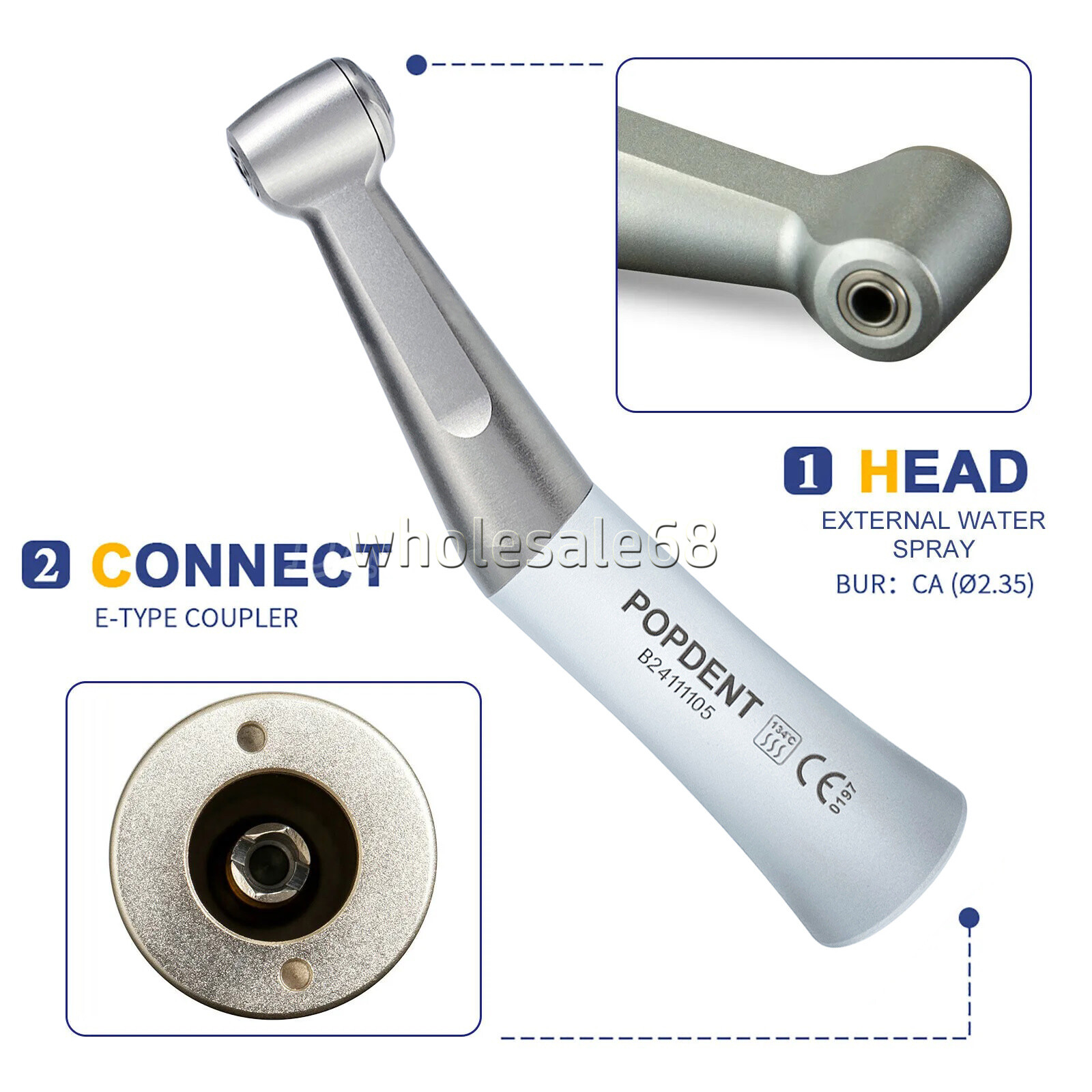 Dental Push Button Contra Angle Handpiece Slow Low Speed 1:1 E-type For NSK FX23