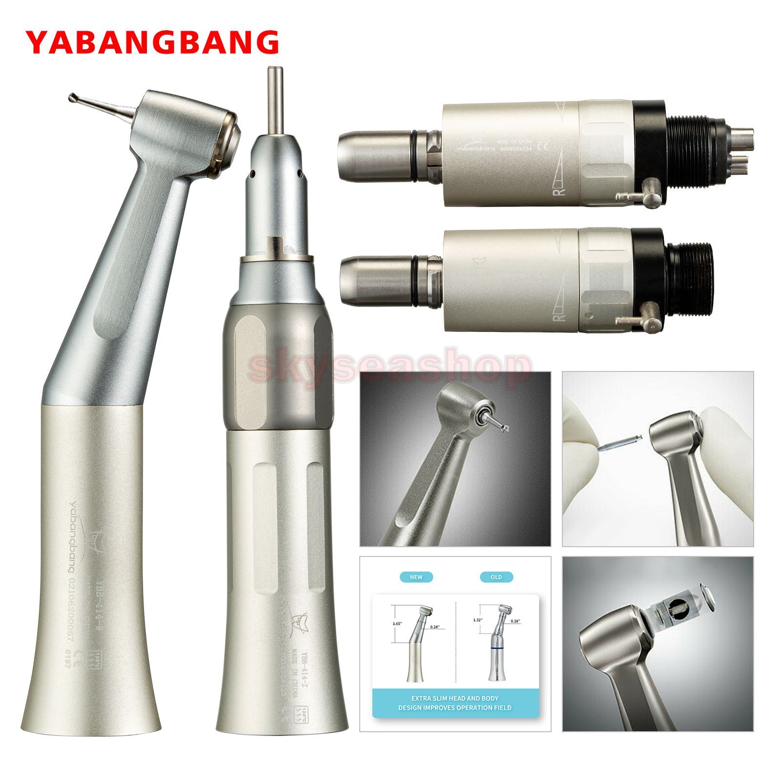 FG1.60/CA2.35mm Dental Slow Speed Contra Angle Handpiece Straight 2/4H Motor Qa