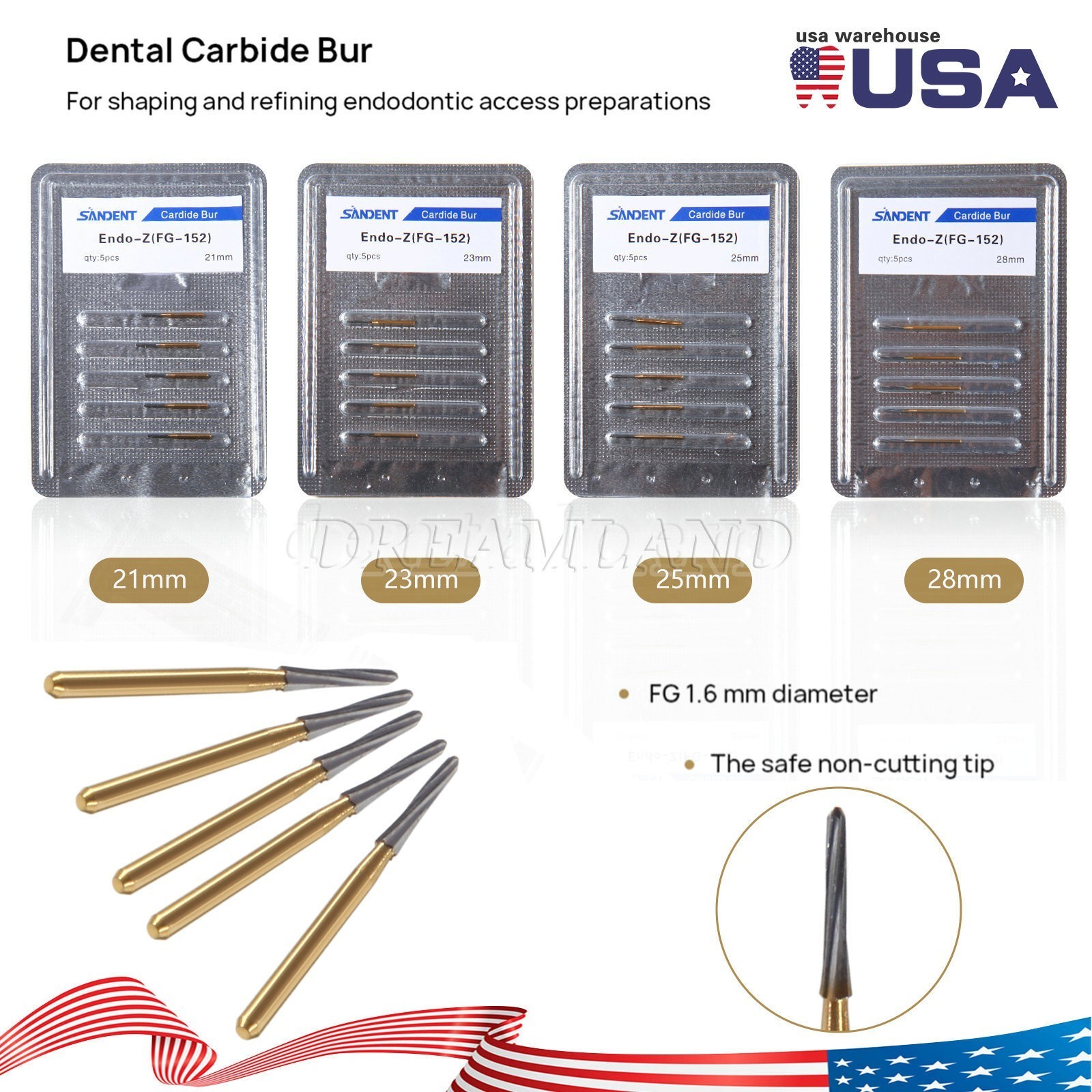 Dental Surgical Endo Zekrya Endo-Z Carbide Tungsten Drill FG Burs 21/23/25/28mm