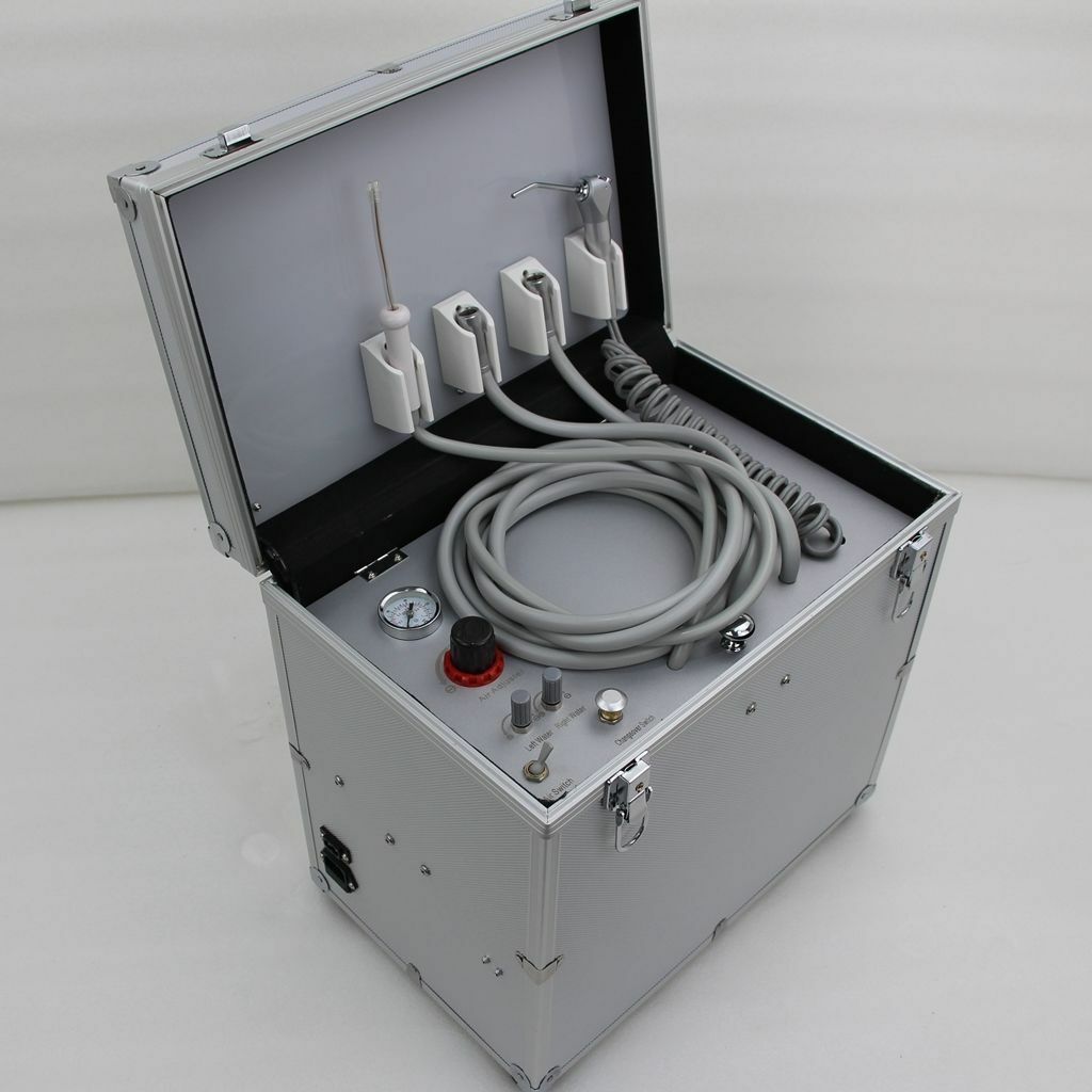 Dental Portable Mobile Unit W/ 3-Way Syringe+Suction+Air Compressor+HP Tube 2/4H