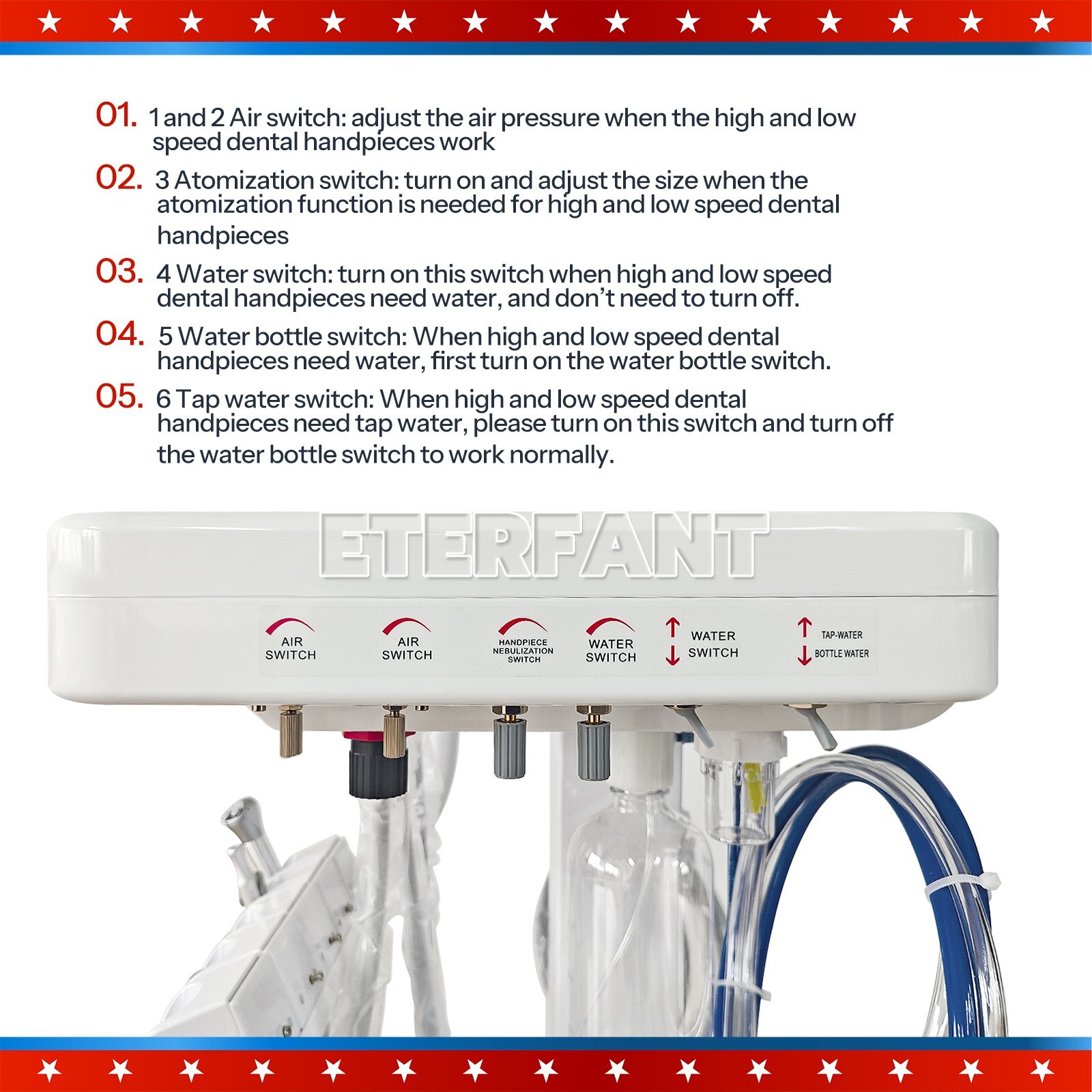 Portable 4H Mobile Dental Delivery Unit System Cart Treatment/Turbine Unit 4H