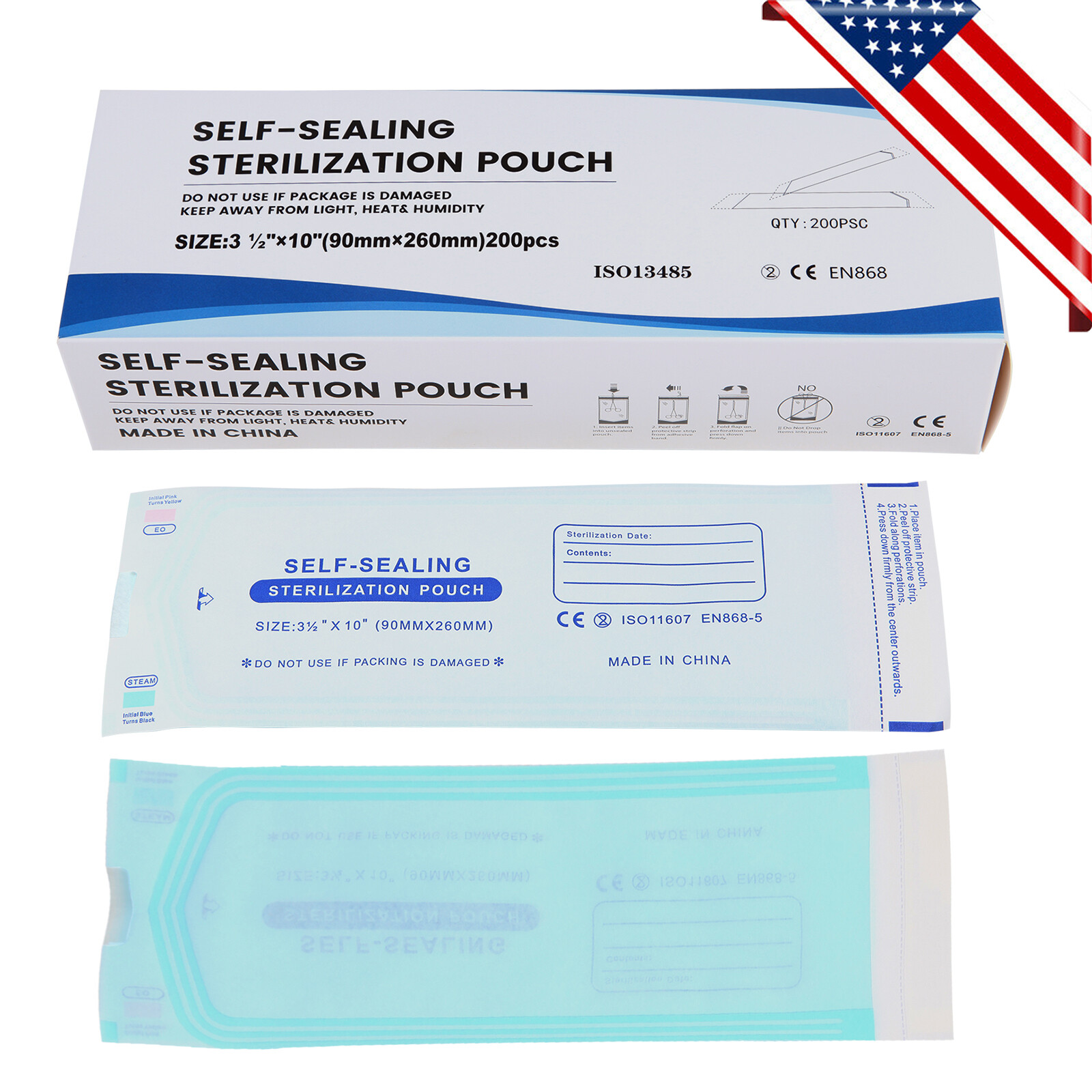 3.5″ X 10″ Self Sterilization Pouches Autoclave Pouch, Sterilizer Bags Dental US