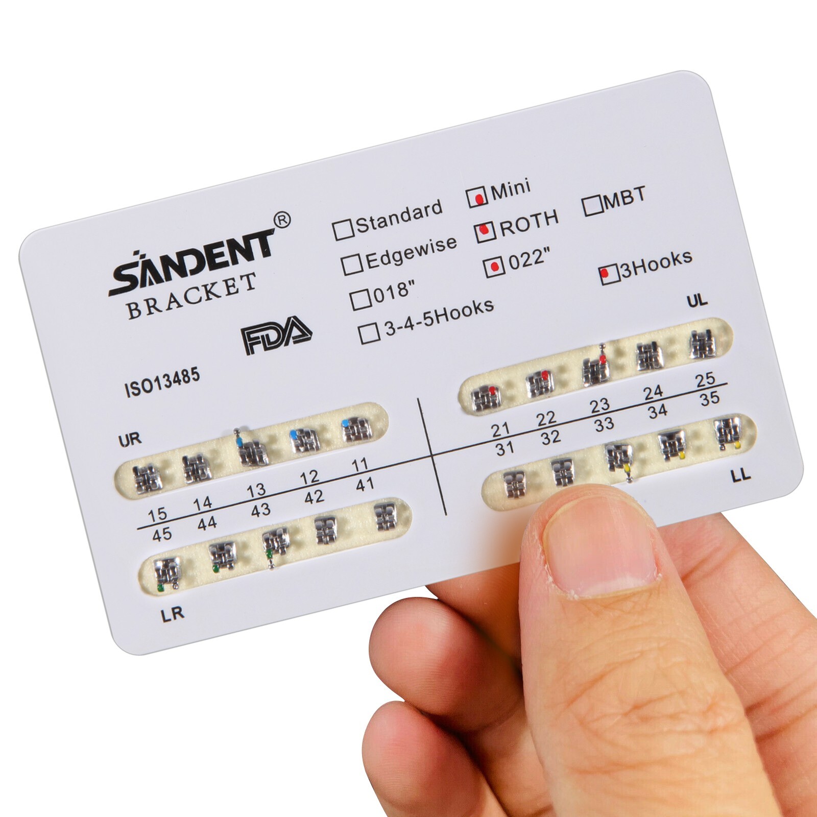 10 Packs SANDENT Dental Orthodontics Brackets Braces Mini Roth 022″Slot 3 Hooks