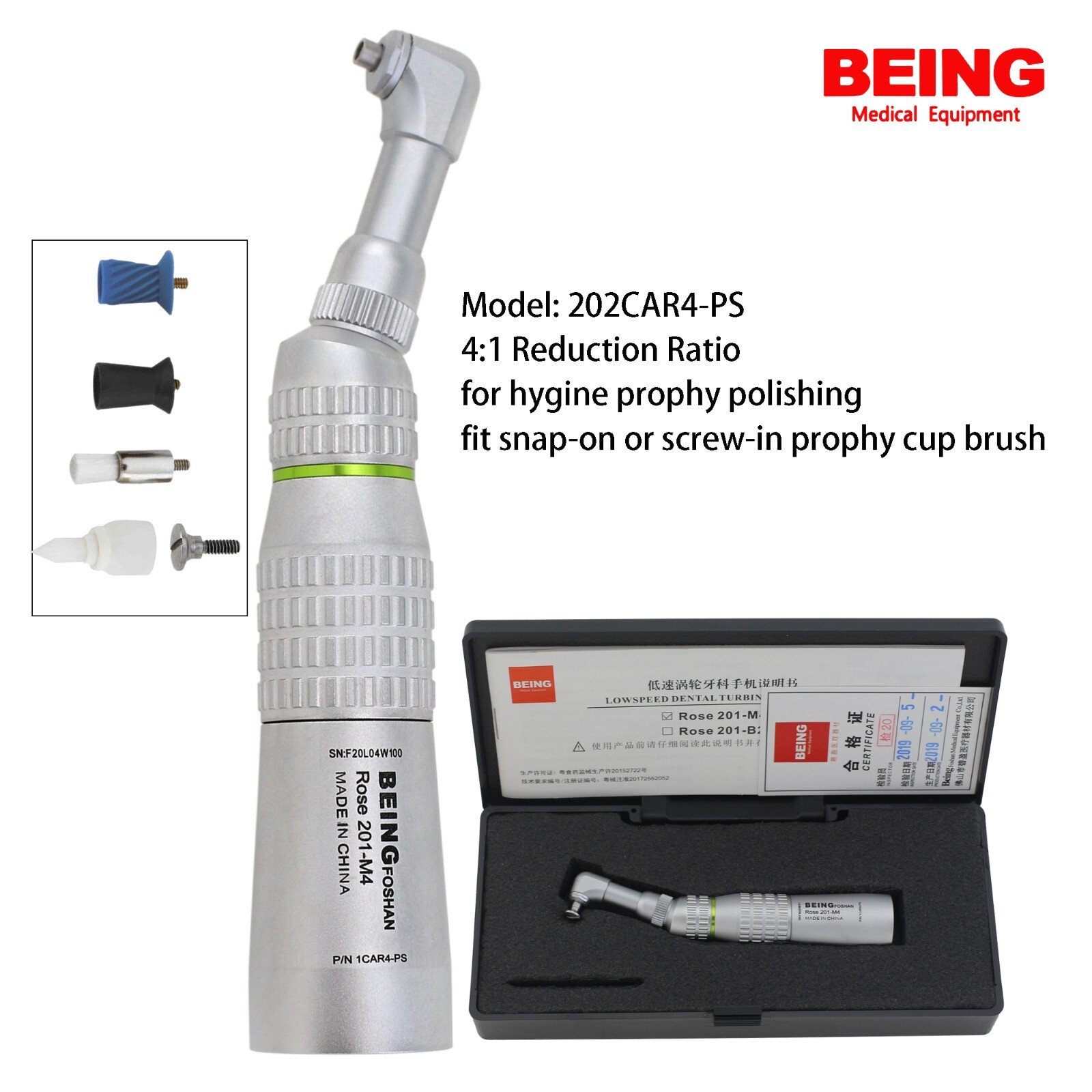 BEING Hygiene Prophy Handpiece Endo 4:1 Contra Angle Low Speed 1:1 NSK EC EX-5B