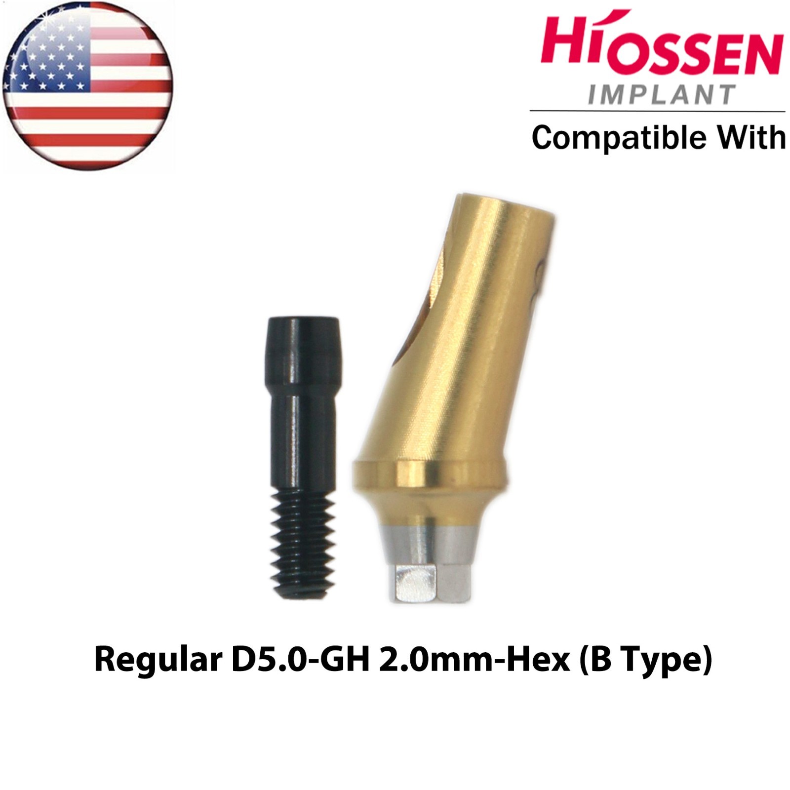 US Dental 17° Angled Anatomic Abutment Mini Regular Ø4.5/5.0mm Fit Hiossen Oss