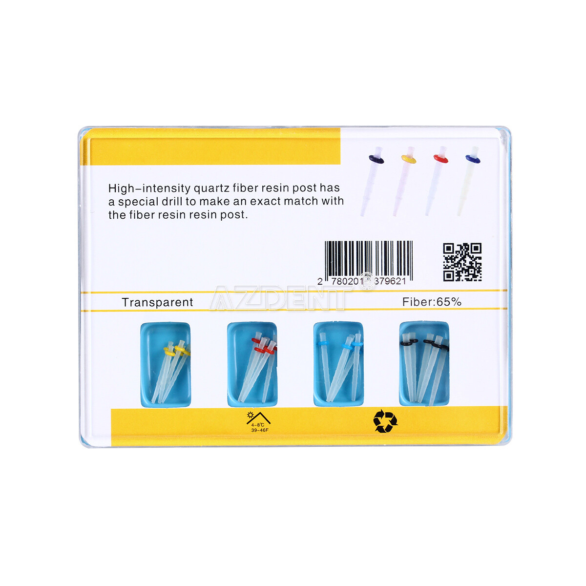 Dental Fiber Posts Resin High-intensity Screw Thread Glass & 4 Drills AZDENT