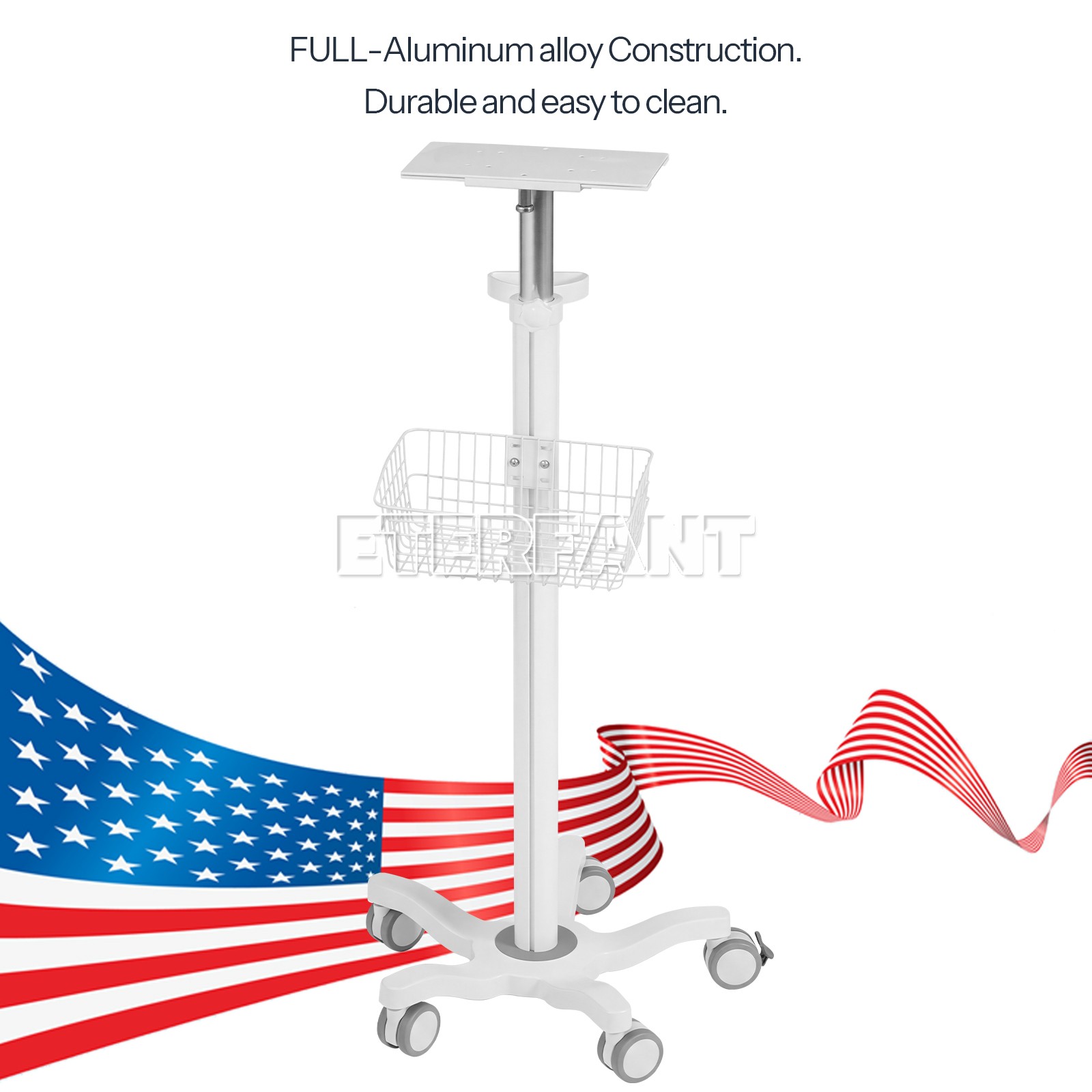 Adjustable Mobile Rolling Cart/Wall Mount Bracket Used for Patient Monitor US