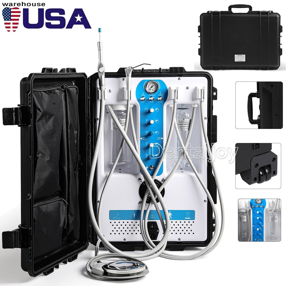 Portable Dental Mobile Delivery Unit Air Compressor Strong Suction System 4Hole