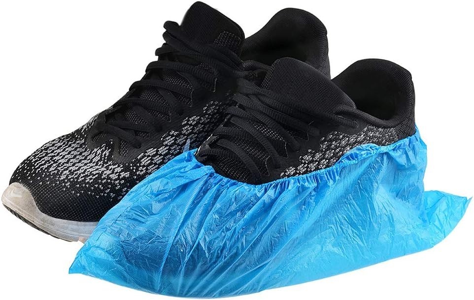 100 Pack Disposable Waterproof Shoe Covers Blue Non-Slip Durable for Indoor