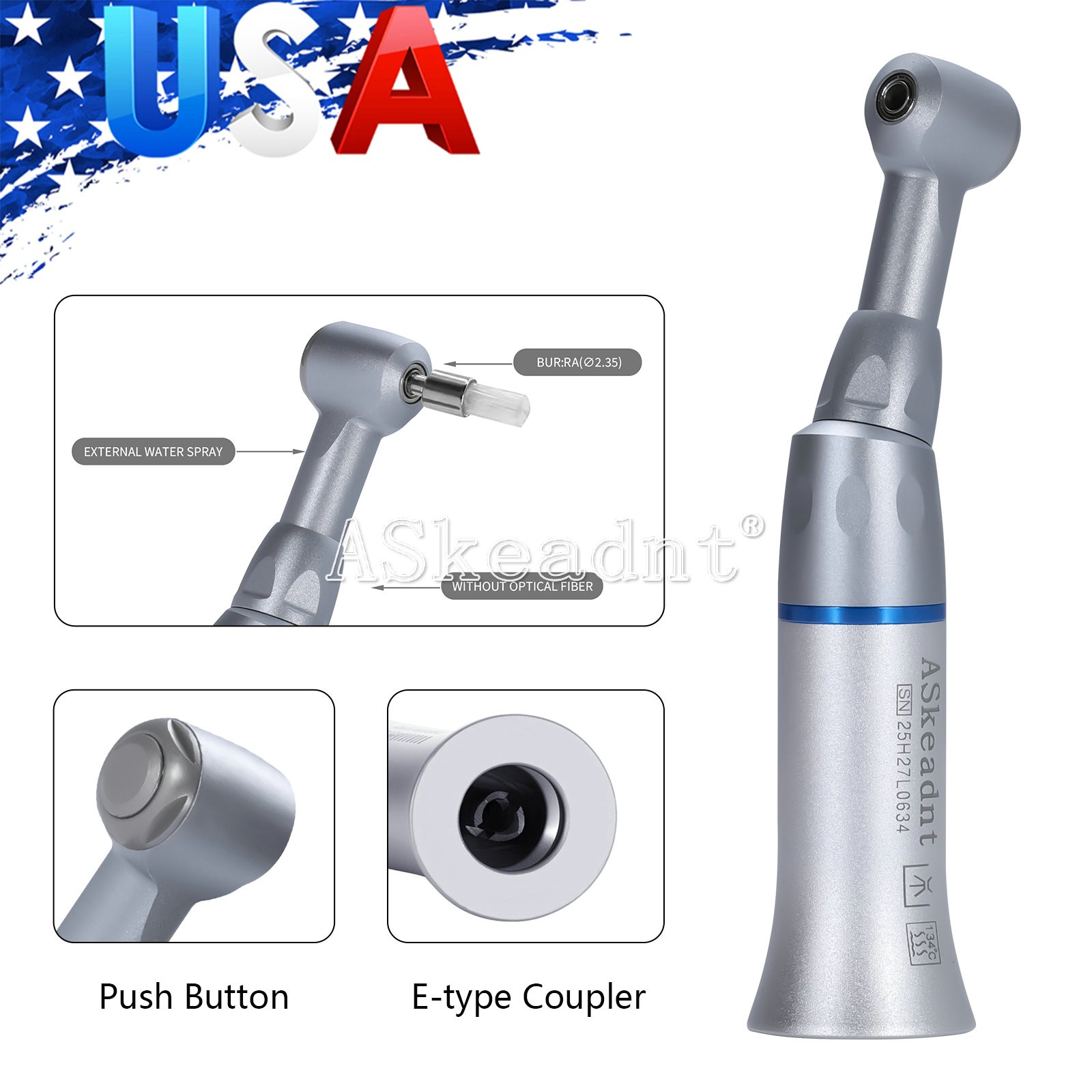 Slow Low Speed Contra Angle Handpiece Fit NSK 1.60mm/2.35mm Dental Push Button Y
