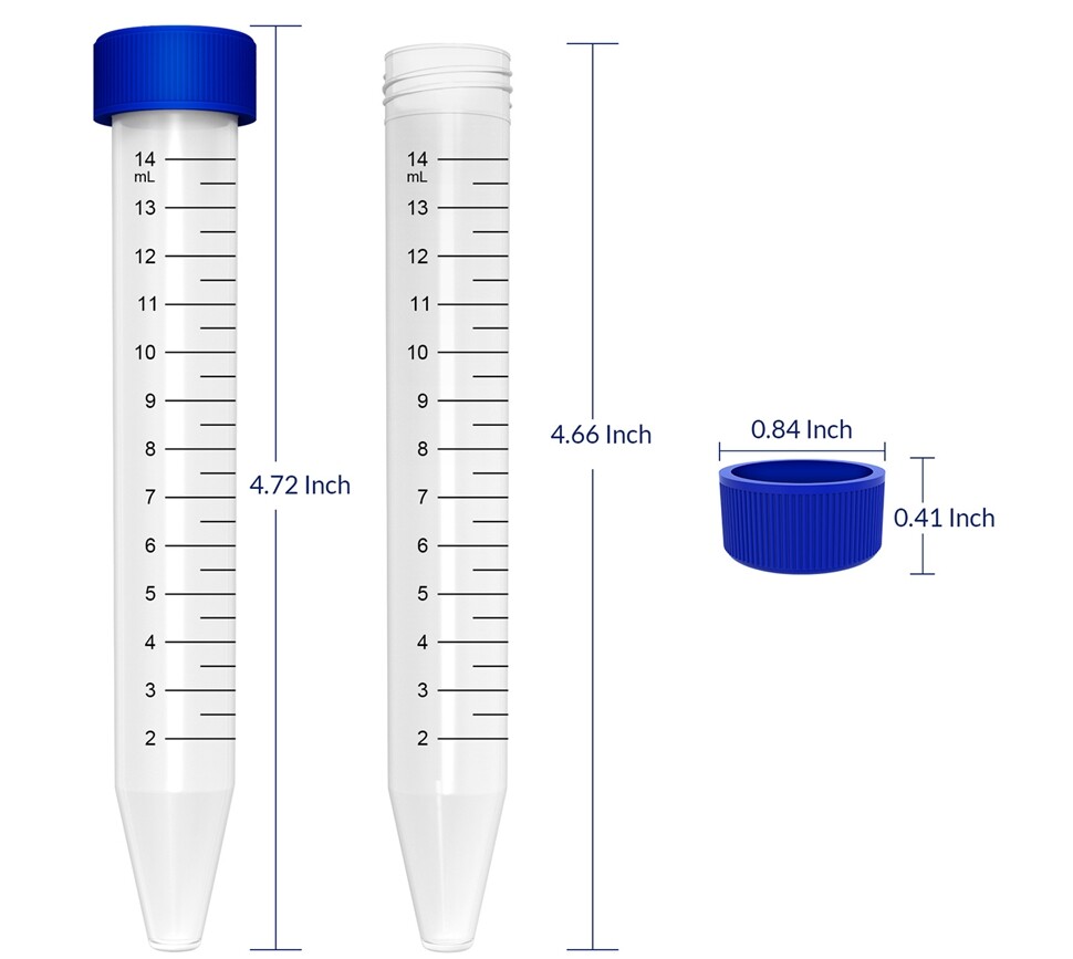 500PCS 15mL Centrifuge Test Tubes+ PTFE Syringe Filters 0.22μm/0.45μm 13mm/25mm
