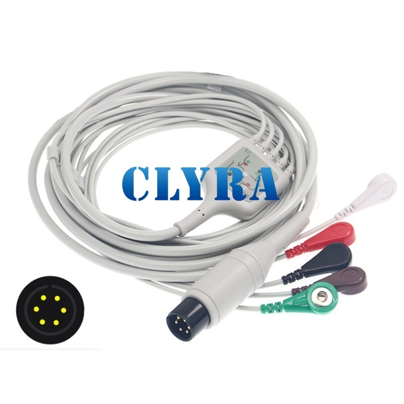 6Pin 5-Lead ECG Cable, AHA,Snap,for EDAN IM6/8/9 IM50/60/70/80 M9 M8 Monitor