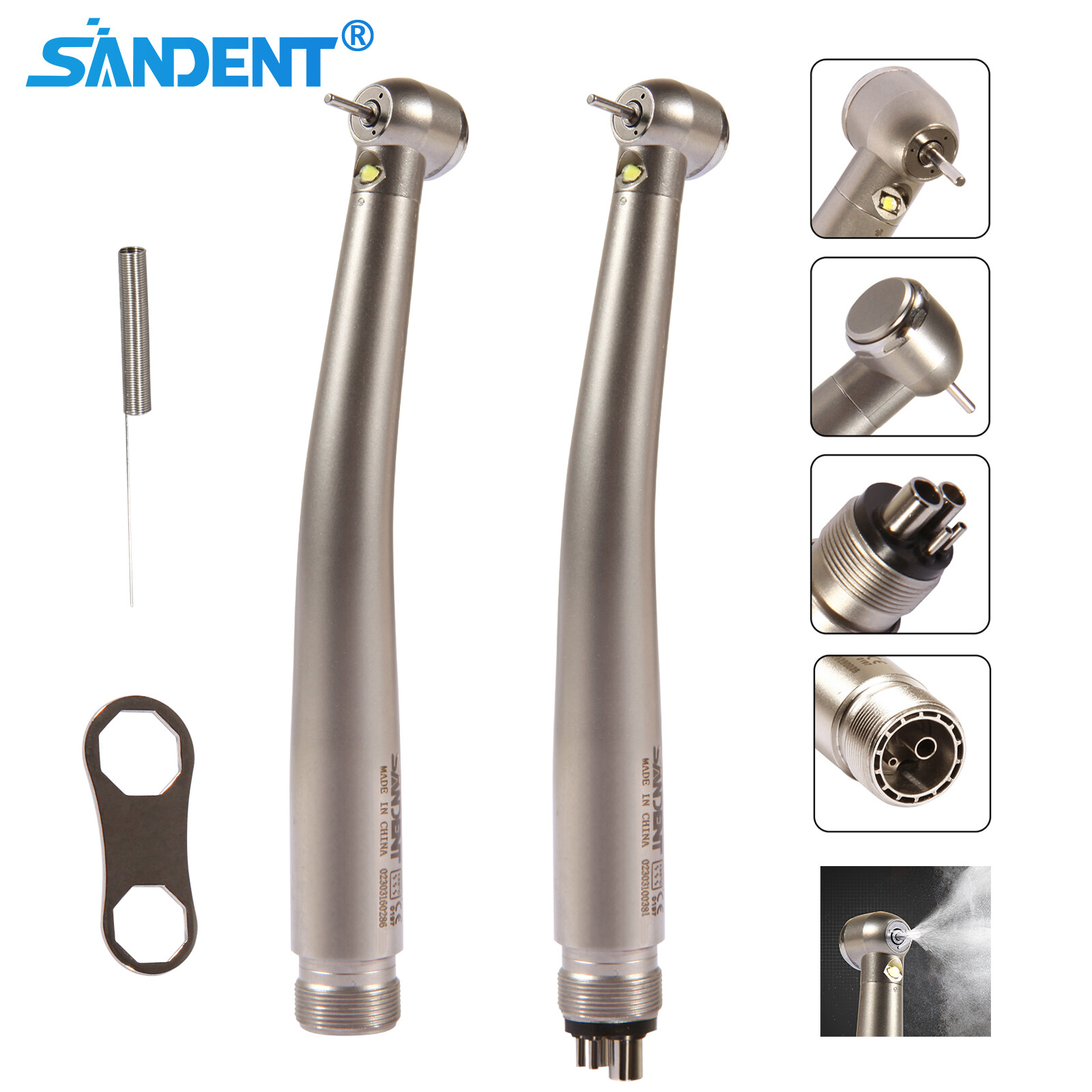 Dental High Speed E generator LED Handpiece Air Turbine Steel Bearings 2 4 Hole