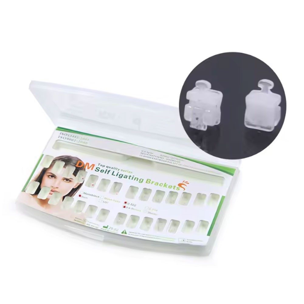 Ceramic Self Ligiating Brackets Roth/ MBT 345 Hook 022 Slot Dental 1Set / 20pcs
