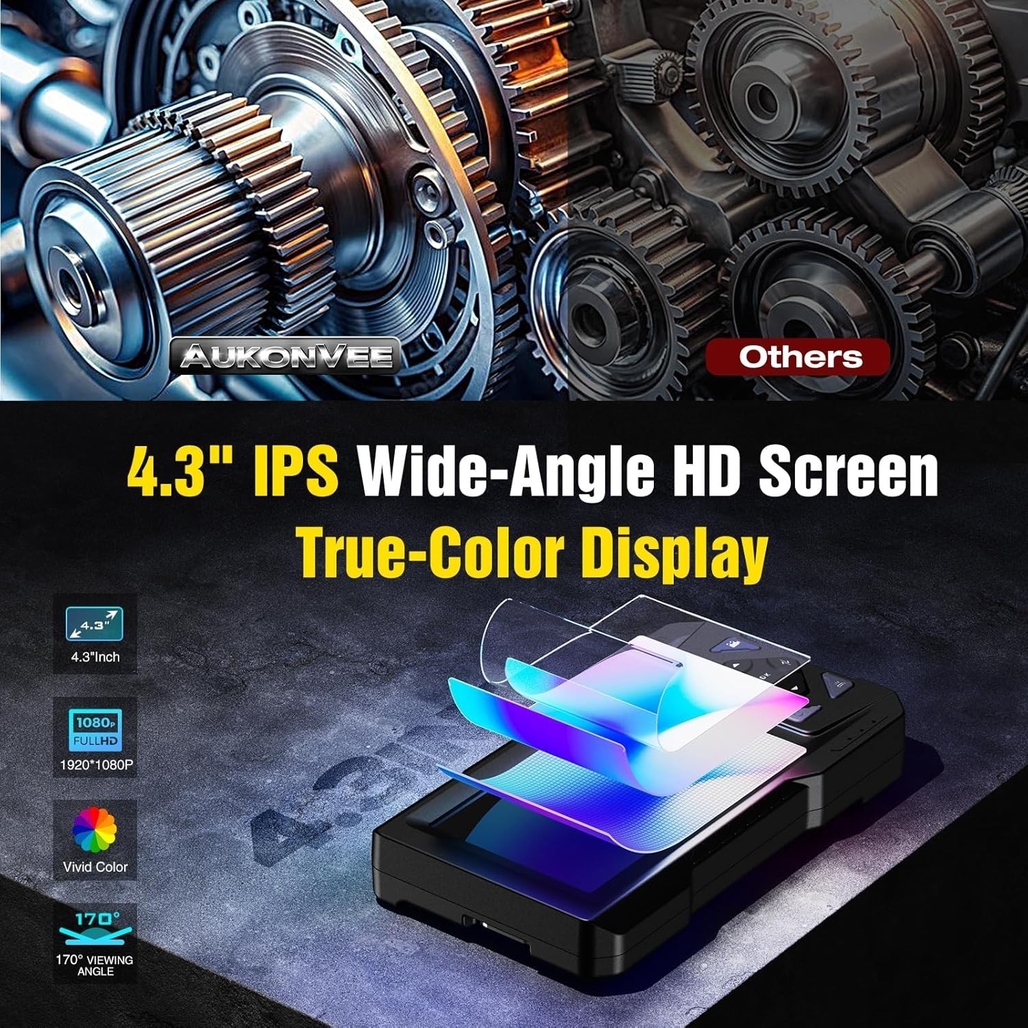 Industrial Endoscope Camera 1080P HD 4.3” Screen Borescope Inspection Camera US