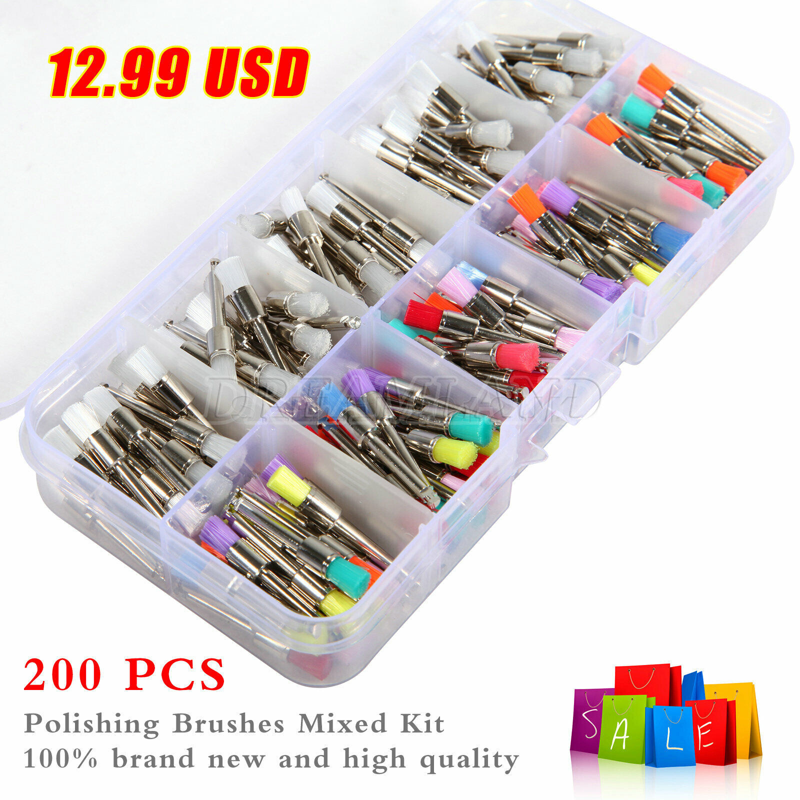 200Pcs Dental Prophy Brush Brushes Polishing Polisher f/Low Speed Handpiece A!