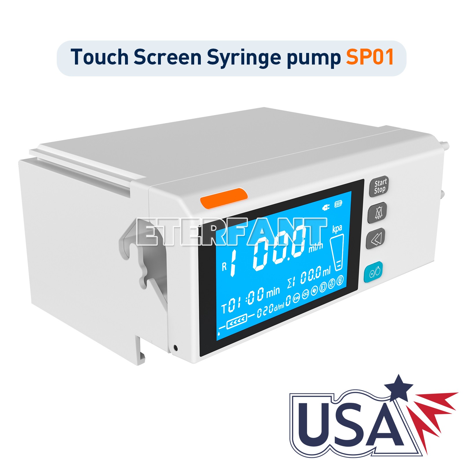 Syringe Pump 4.3 Inch Color Touch Screen Stackable Design Medical/Lab Use
